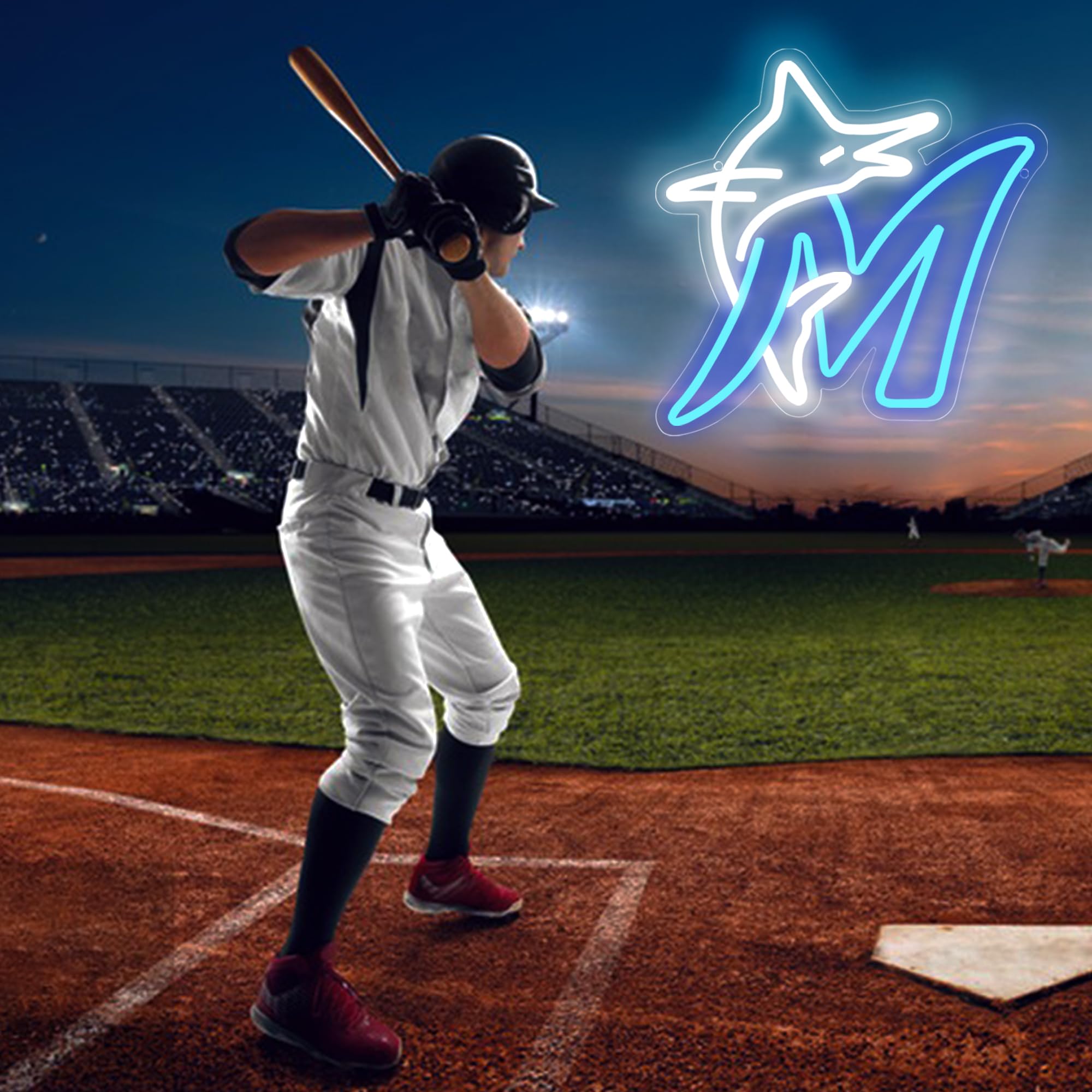 Brineon Baseball Neon Sign For Wall Decor Baseball Team Logo Neon Light Up Sign For Man Cave Led Sign For Bedroom Birthday Gifts For Sports Fans 5V Usb Powered Size 12.5 * 12.5Inch(Zyld143)