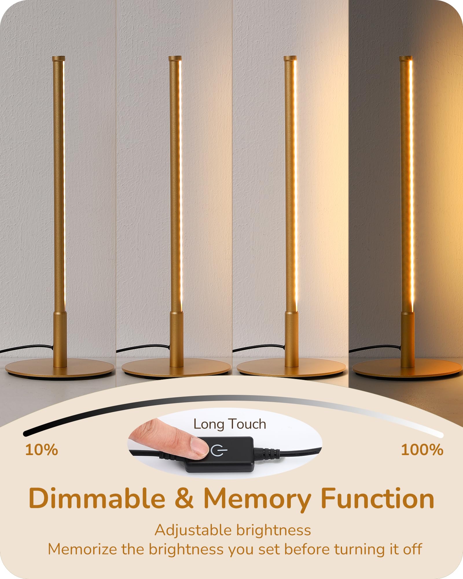 Edishine Led Table Lamp, Dimmable Bedside Lamp With 3 Colour Temperature, Touch Controller, Minimalist Lamp For Bedroom, Living