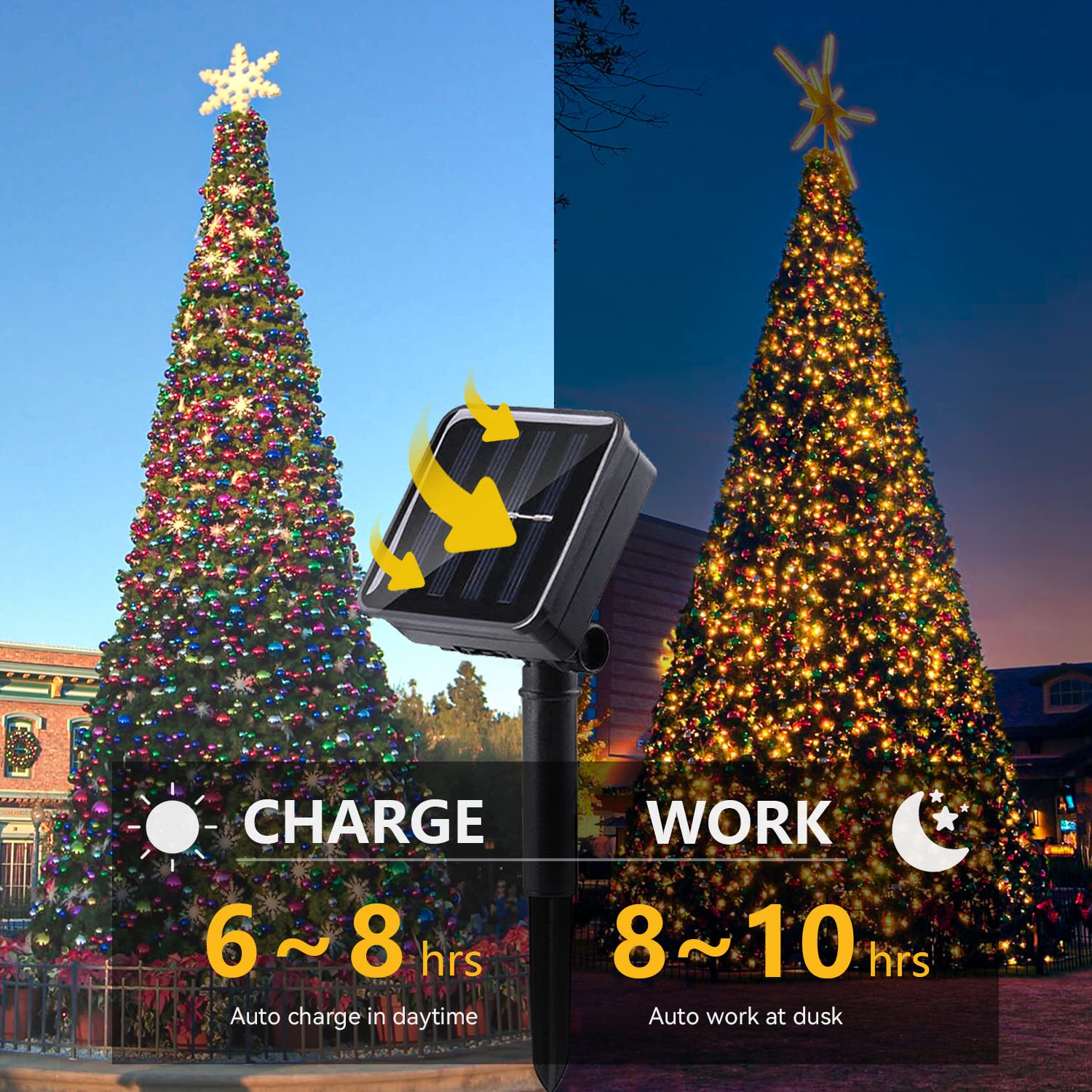 L LAMPOP Solar String Lights 2pack Ultra Bright 100L Waterproof Warm White Plastic Garden Christmas Decorations