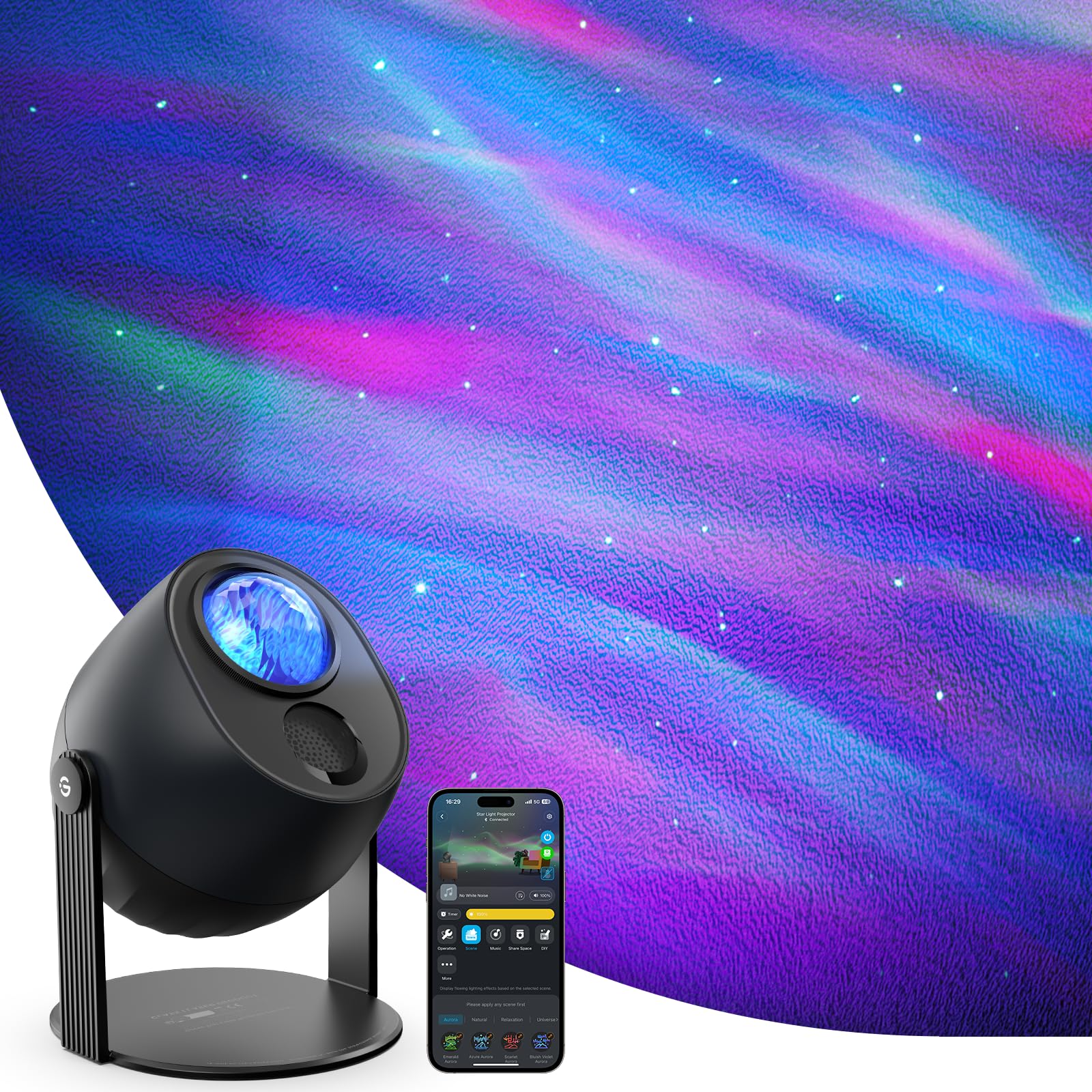 Govee Star Light Projector with 3 Aurora Flowing Effects, Star Projector Works with Matter, Alexa and Google Assistant, 16 Milli
