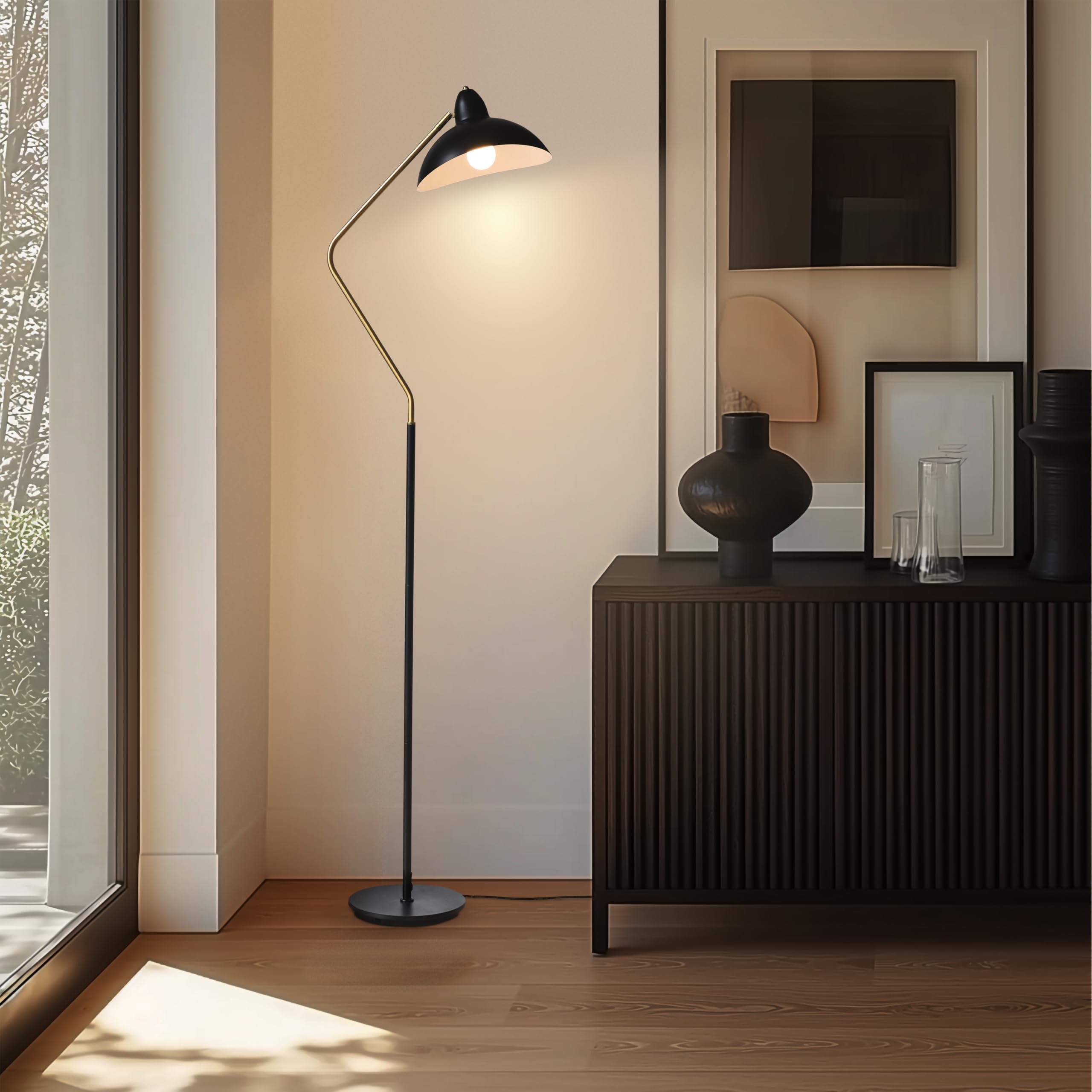 Brightech Swoop Led Floor Lamp, Tall Lamp With Adjustable Head, Modern Floor Reading Lamp For Over Chair, Living Rooms & Offices