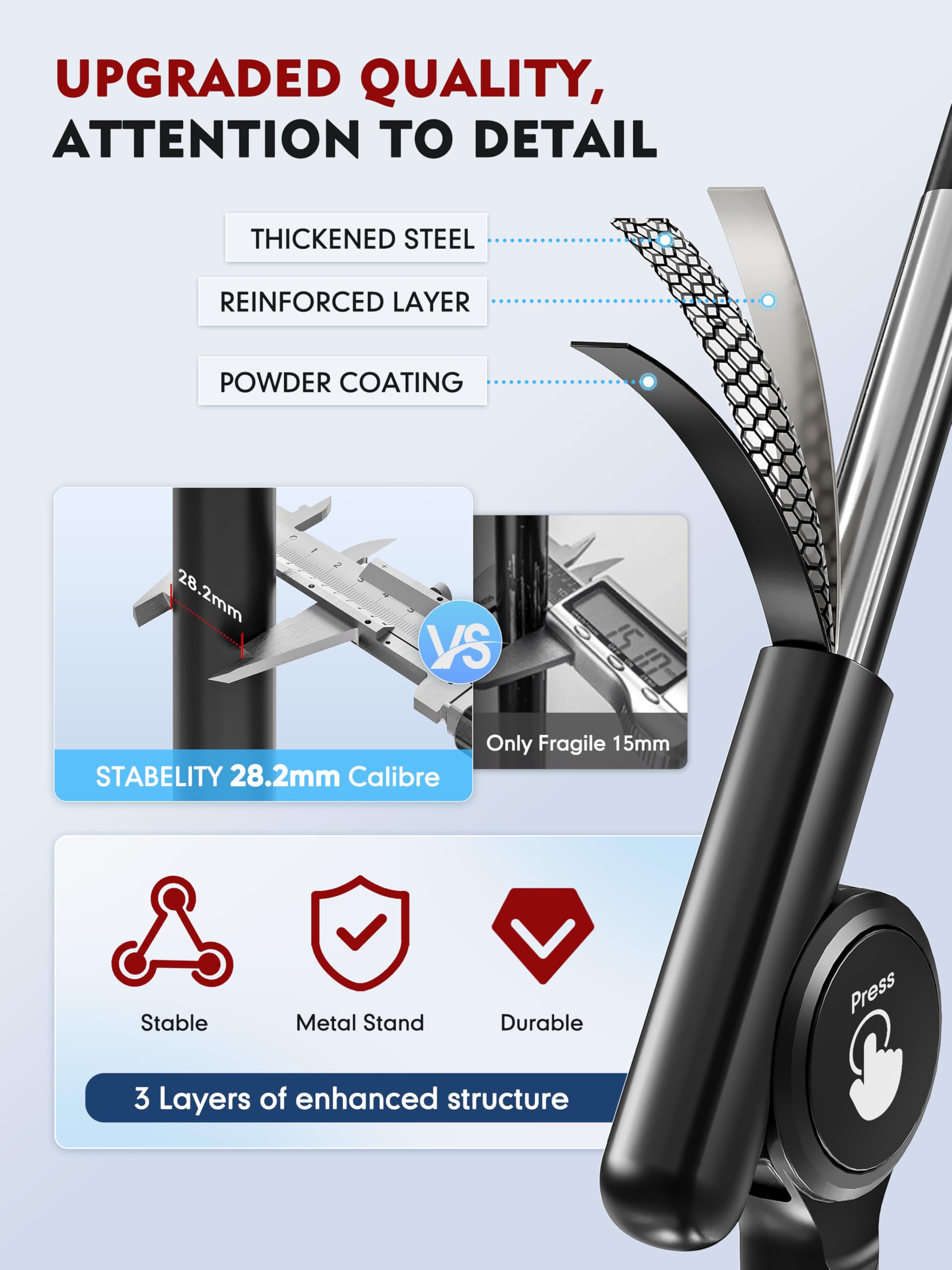 Karite Half Moon Light For Lash Tech, Led Floor Lamp For Eyelash Extensions With Phone Holder, Adjustable Angle(3 Joints) & Heig