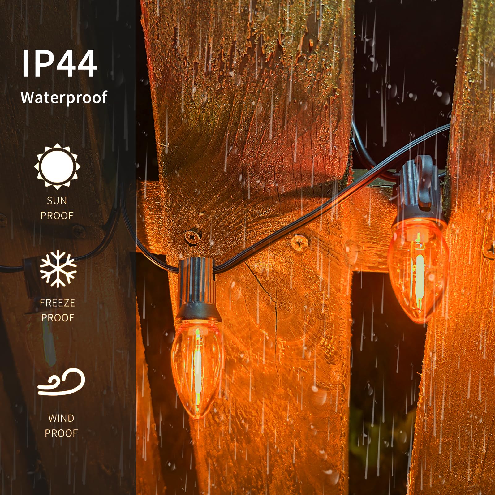 Chyparty 12 Pack C7 Led Replacement Bulbs, Orange Christmas Light Bulbs For Halloween Outdoor String Lights, Patio, Wedding, Par