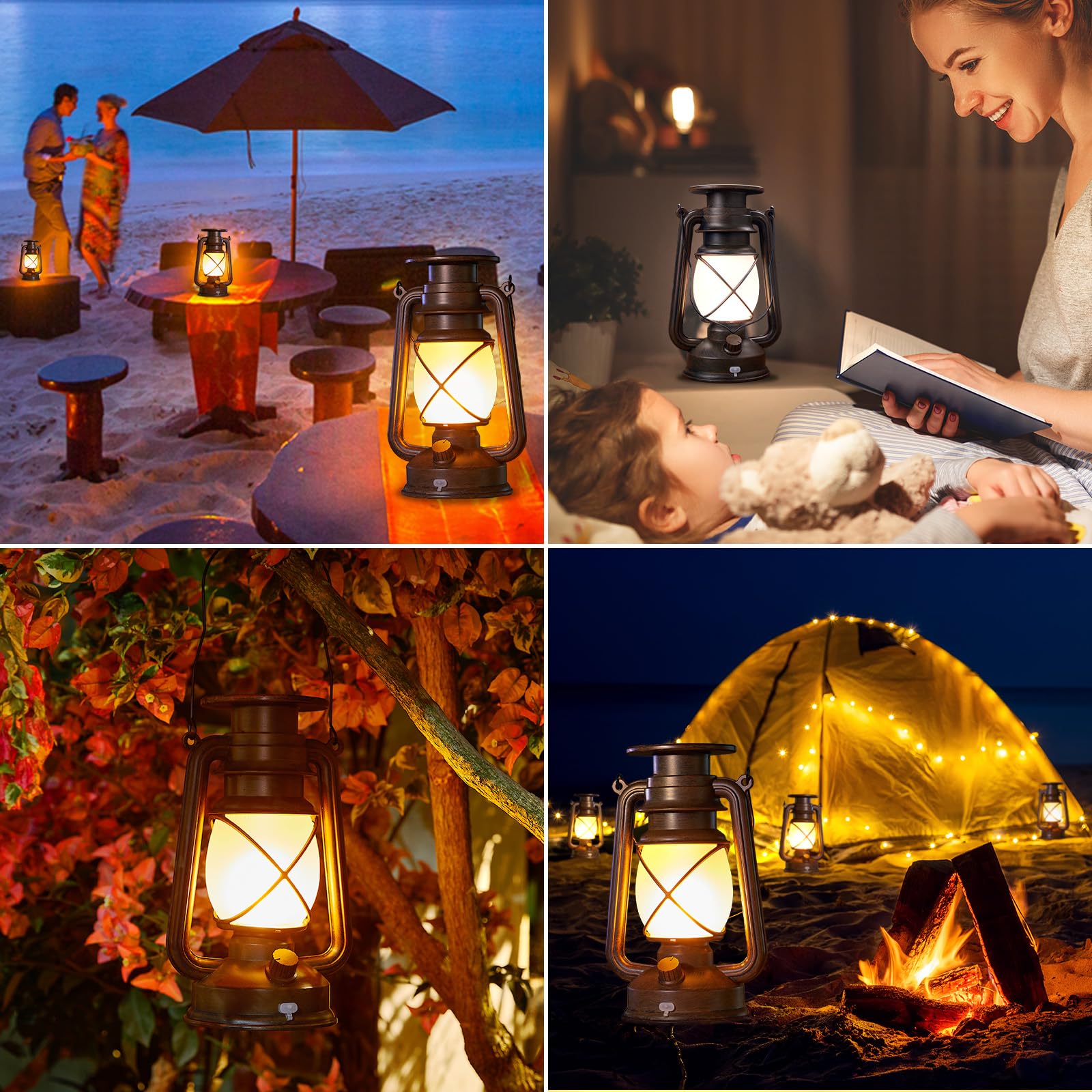 Kooper Solar Lanterns 2 Pack, Vintage Flickering Flame, Waterproof Hanging Lights For Outdoor Decor