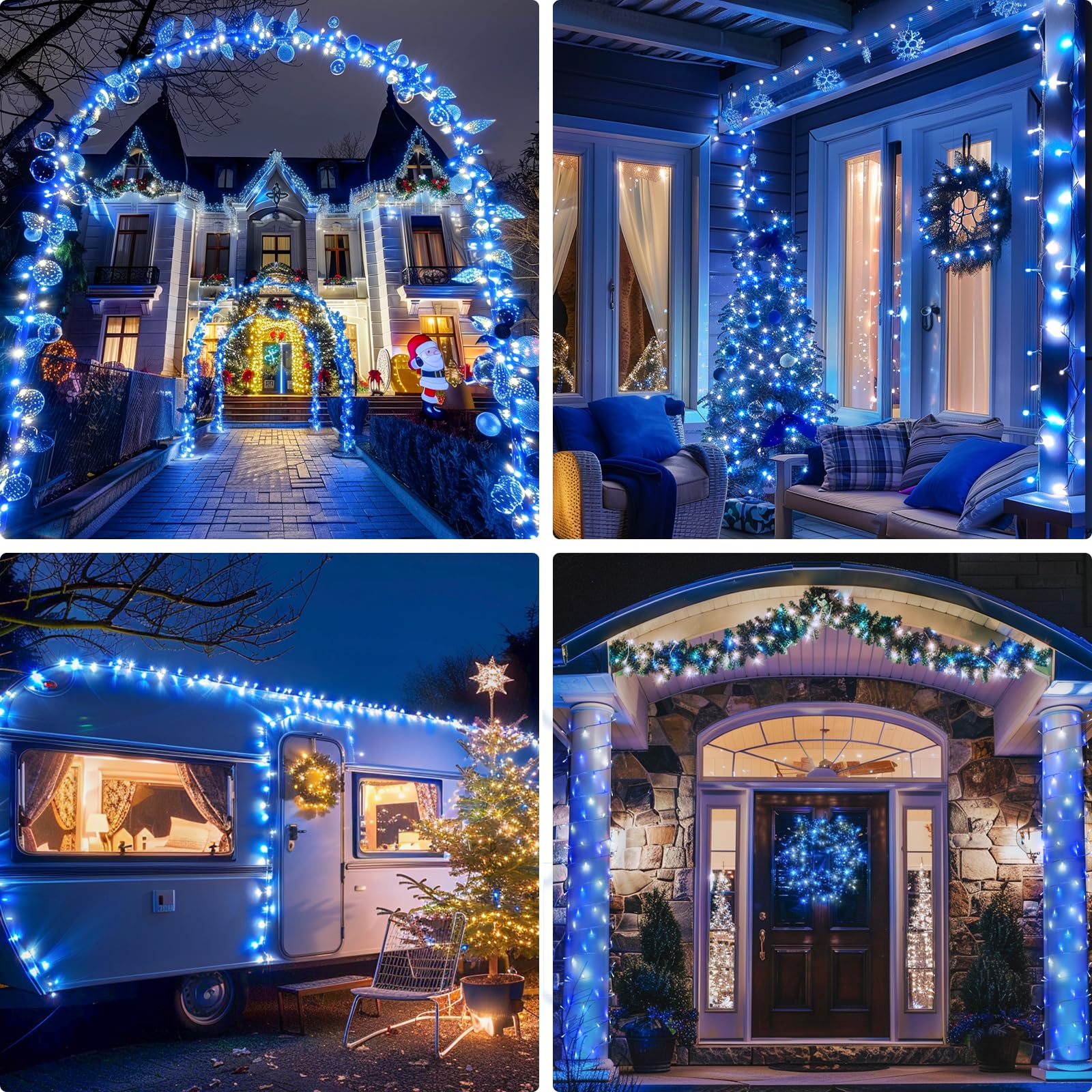 JMEXSUSS Christmas Lights 132FT 400 LED Outdoor String Lights, Waterproof, 8 Modes, Blue and White, Model EXS-S-0400-R