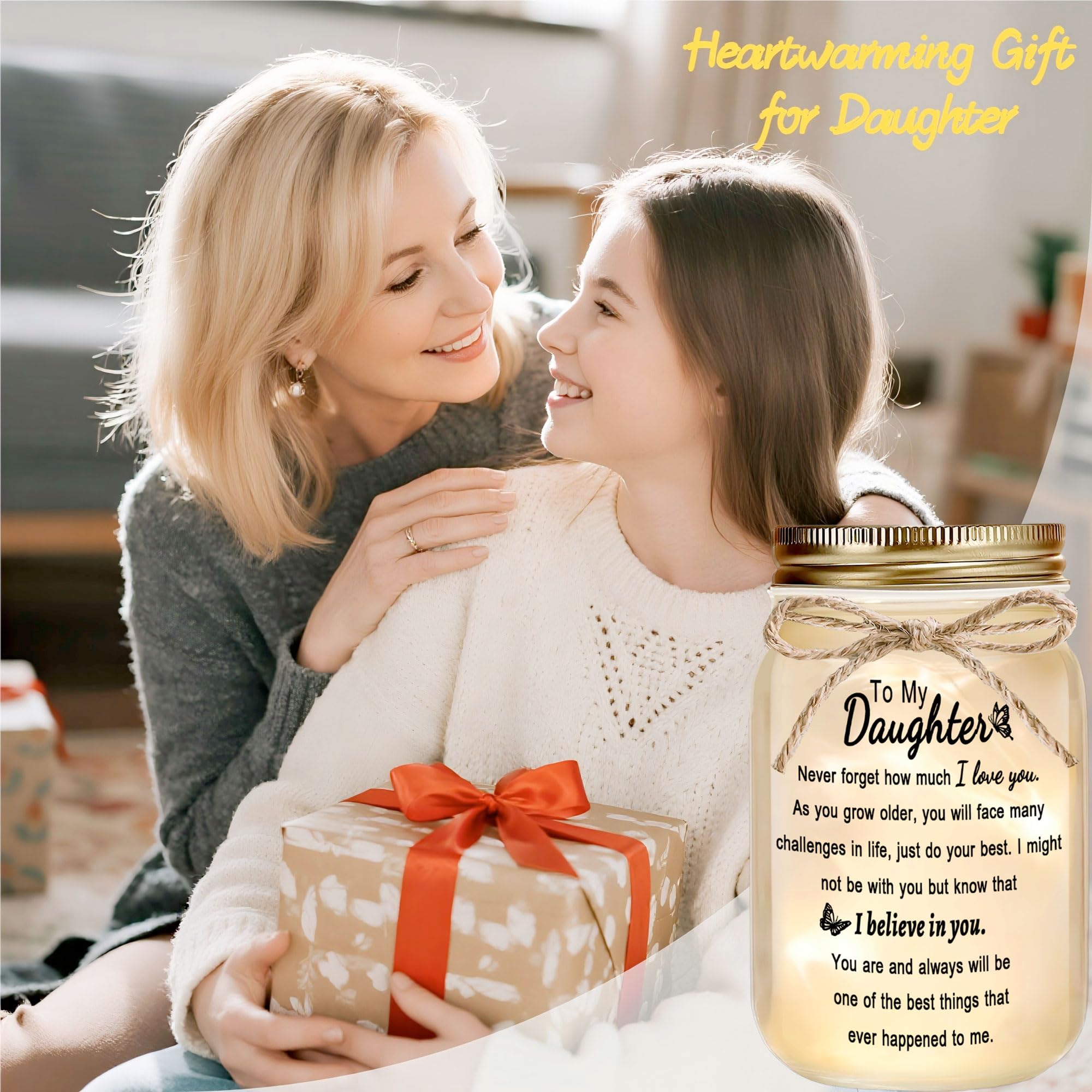 Rxyjlhjx Gifts For Daughter - Decorative Mason Jar With Warm Glow  Daughter Gift From Mom  Thoughtful Birthday Graduation Christmas Gift From Parents