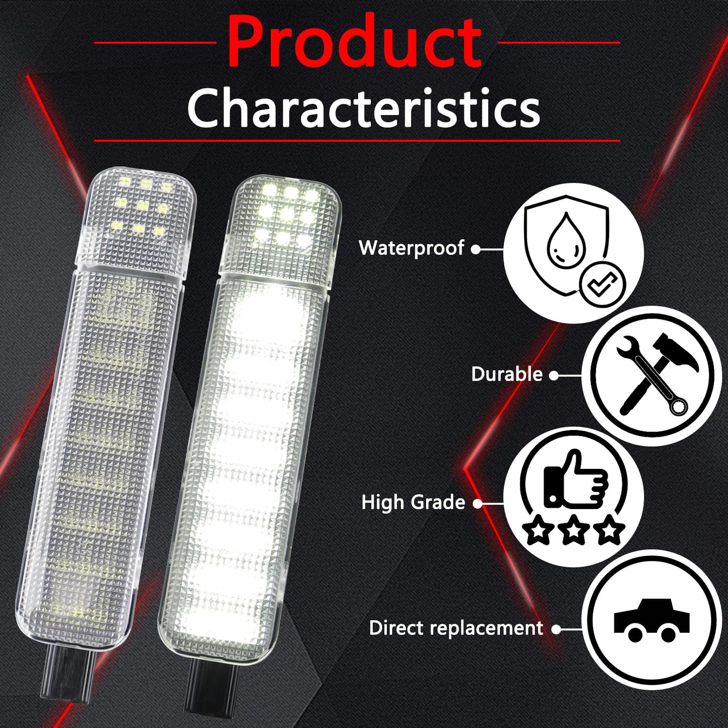 Afeisol White Led Side Door Panel Lights Courtesy Light Fit For Chevy Sierra Gmc C/K  Yukon Silverado 1500 2500 3500 Avalanche  Suburban  Hum-Mer H2 4Pcs Car Interior Panel Lighting