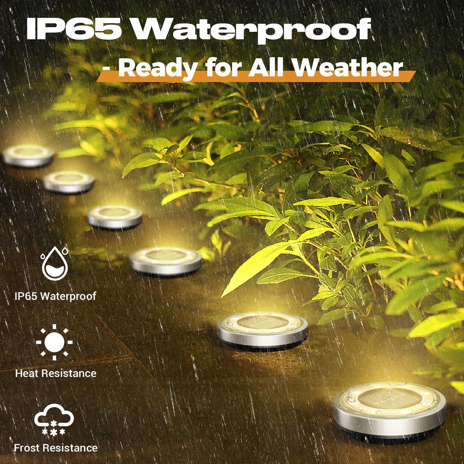 Vighep Solar Ground Lights  18 Pack Flat Solar Light Outdoor Waterproof  Bright Led Solar Disc Lights  3000K Warm White Landscape Lighting For Outside Yard Garden Pathway Driveway Lawn
