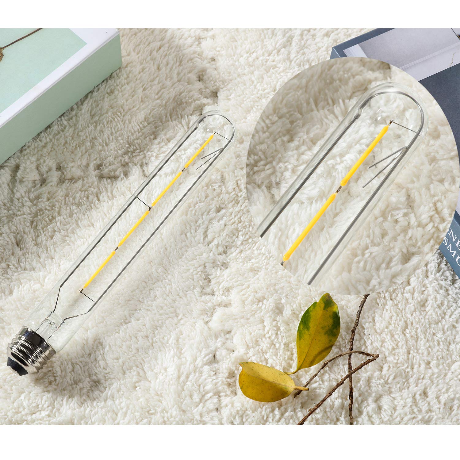Leools T10 Dimmable LED Tubular Bulbs, 4W (40W Equivalent), 400LM, Daylight 4000K, 8.9in, 4-Pack