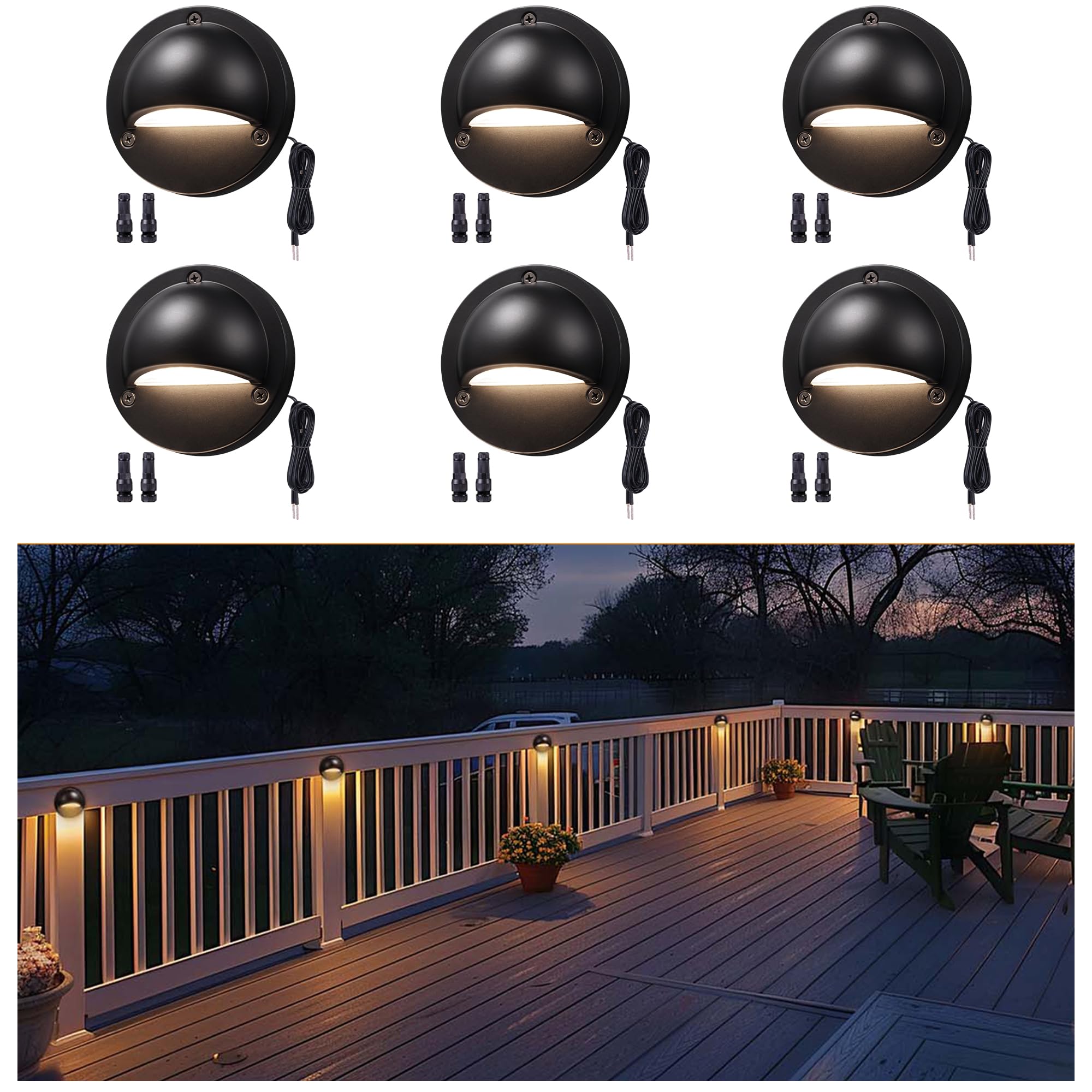 Varmtalys Low Voltage Deck Lights - 12V Landscape Step Lights Outdoor, 5 Color Temperature Dimmable, IP65 Waterproof Integrated 