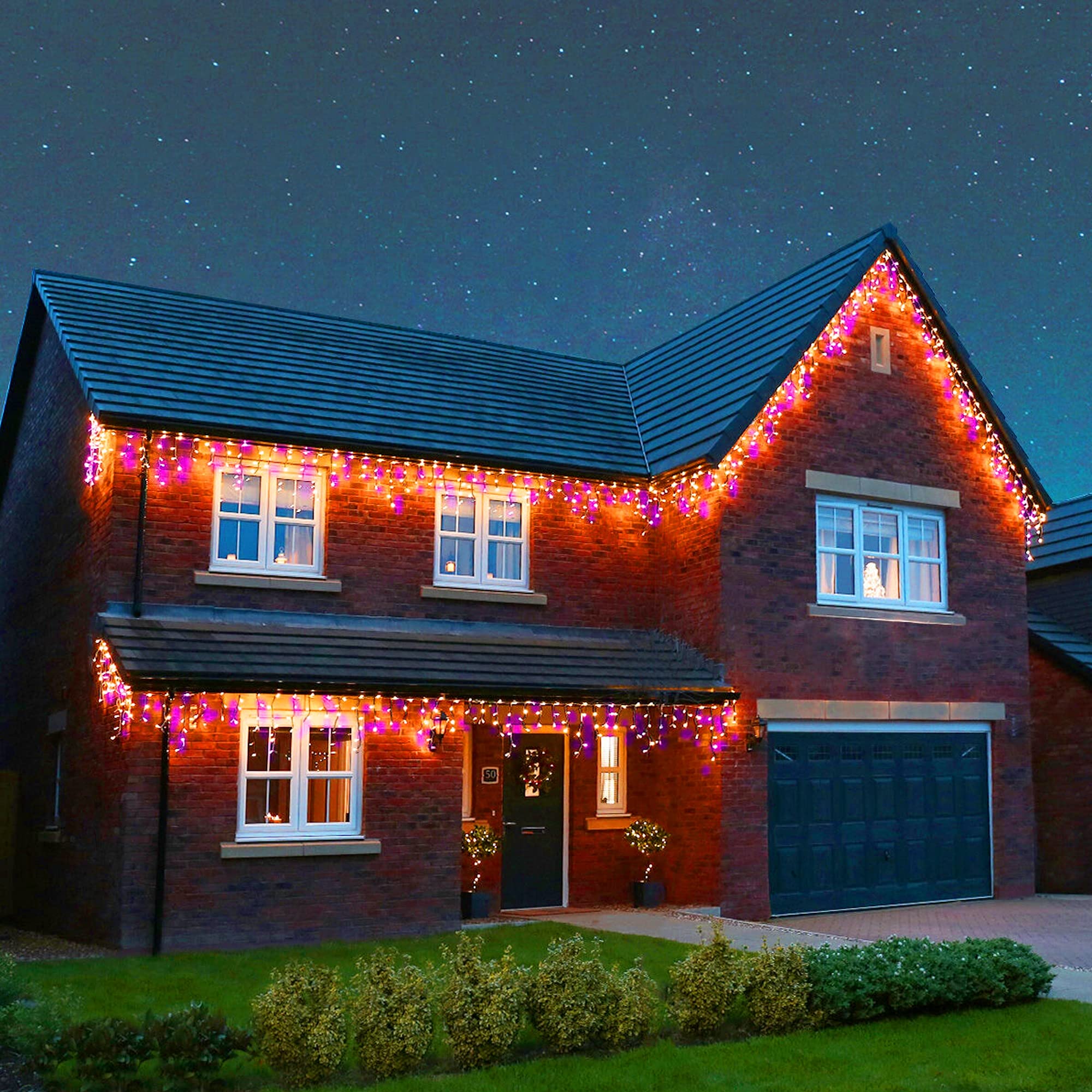 Dazzle Bright 360 LED Halloween Icicle Lights Outdoor, Light Up Halloween Decorations 8 Modes Fairy Lights for Outside Patio Gar