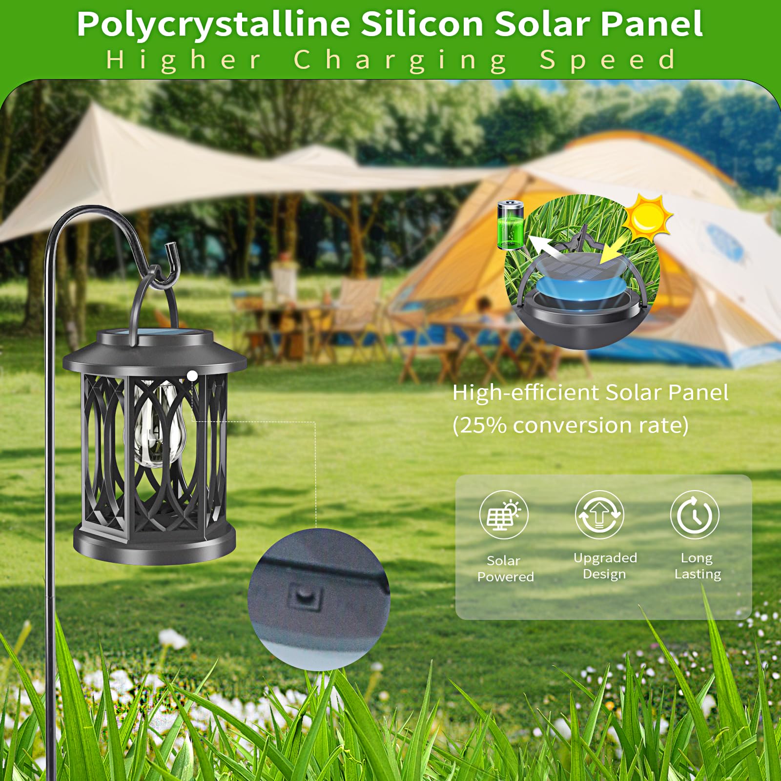 Aigleya Solar Lanterns Outdoor Waterproof, Upgraded Hanging Solar Lights For Outside,Solar Powered Lanterns Lighting Led For Gar