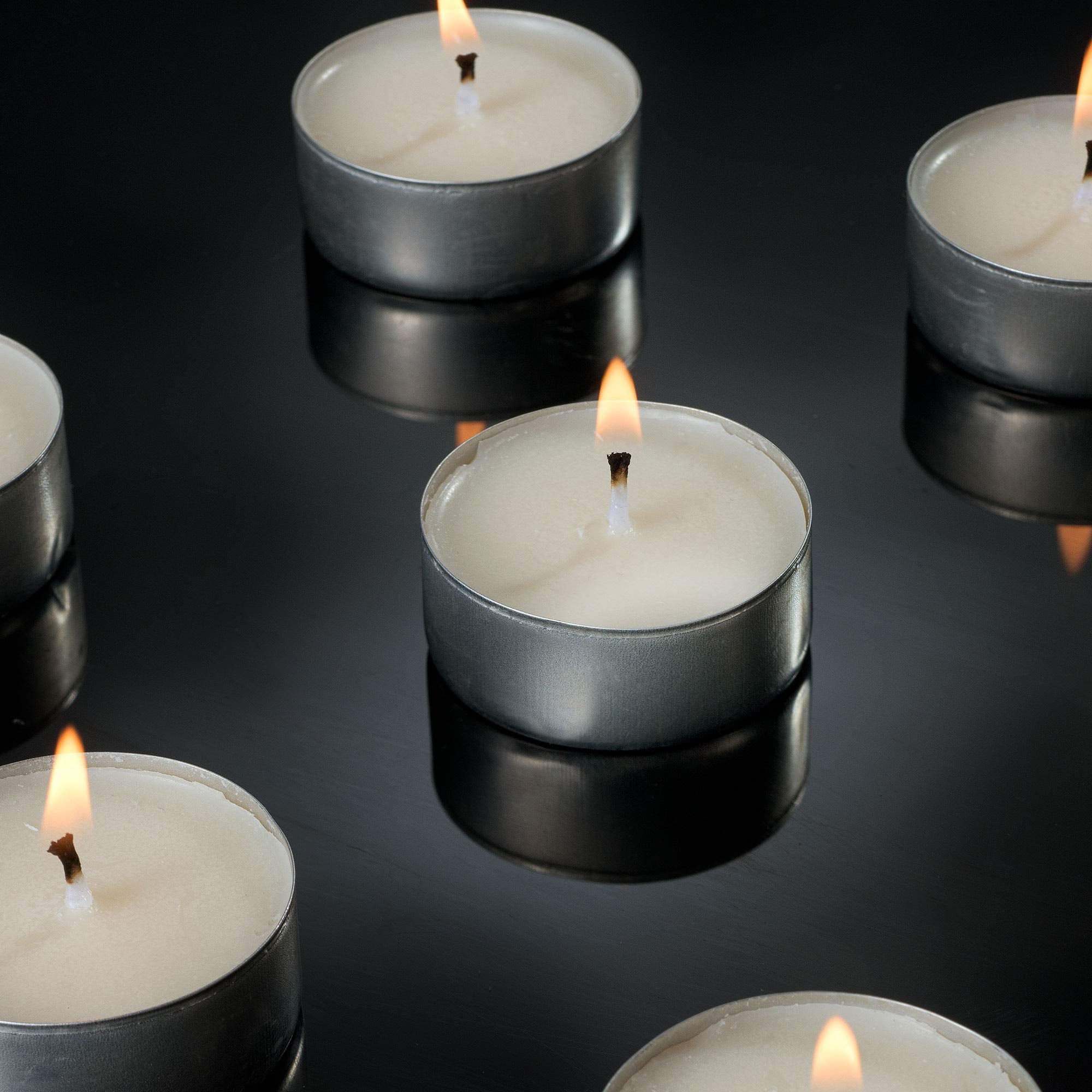 Tribello White Tea Light Candles, Unscented, 50 Pack, 4 Hour Burn Time, Wax