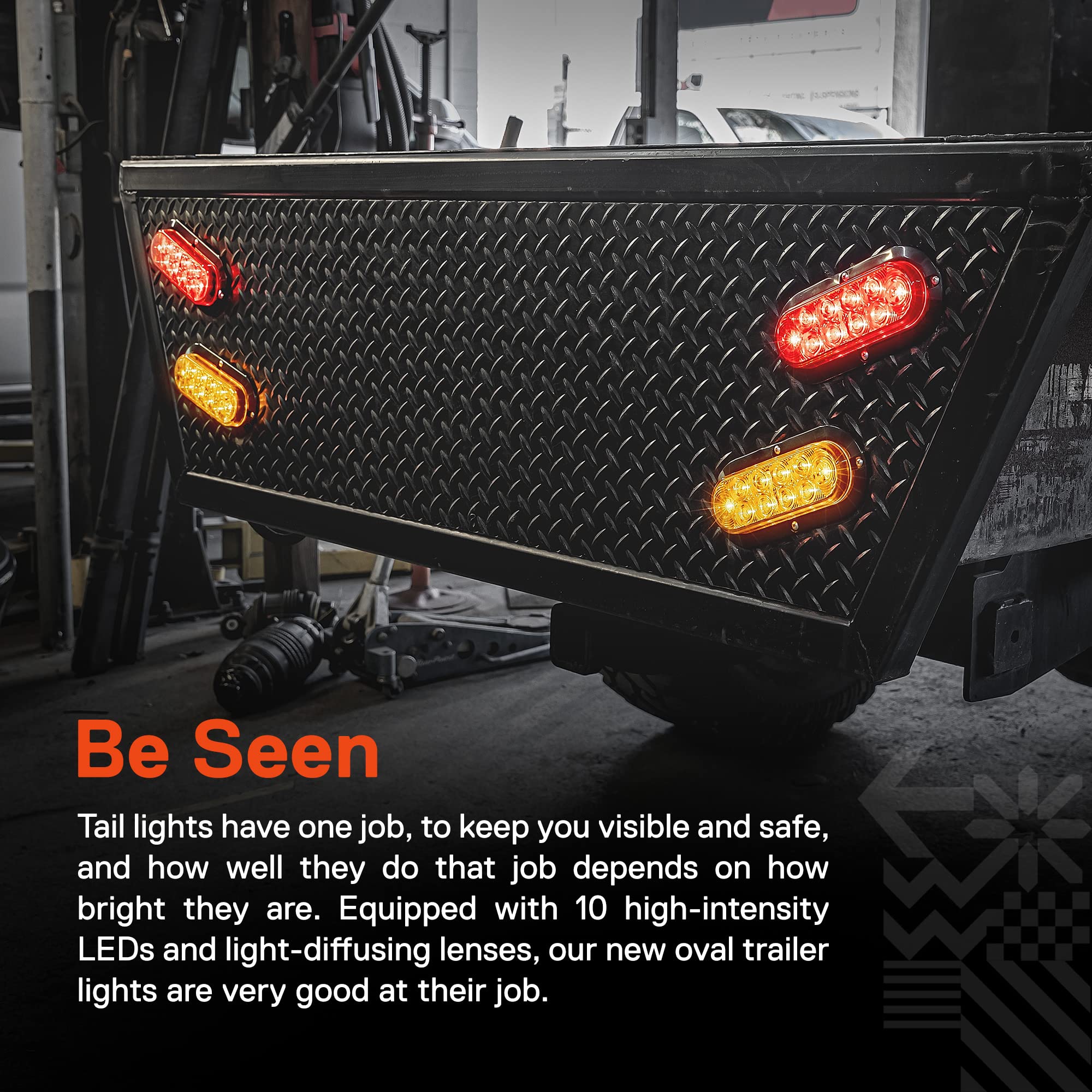 2 Red + 2 Amber + 2 White 6 Inch Oval Led Trailer Tail Light Kit Kit [Surface-Mount] [Dot Fmvss 108 & Sae] [Ip67 Waterproof] Stop Brake Turn Reverse Back Up Trailer Lights For Rv Truck