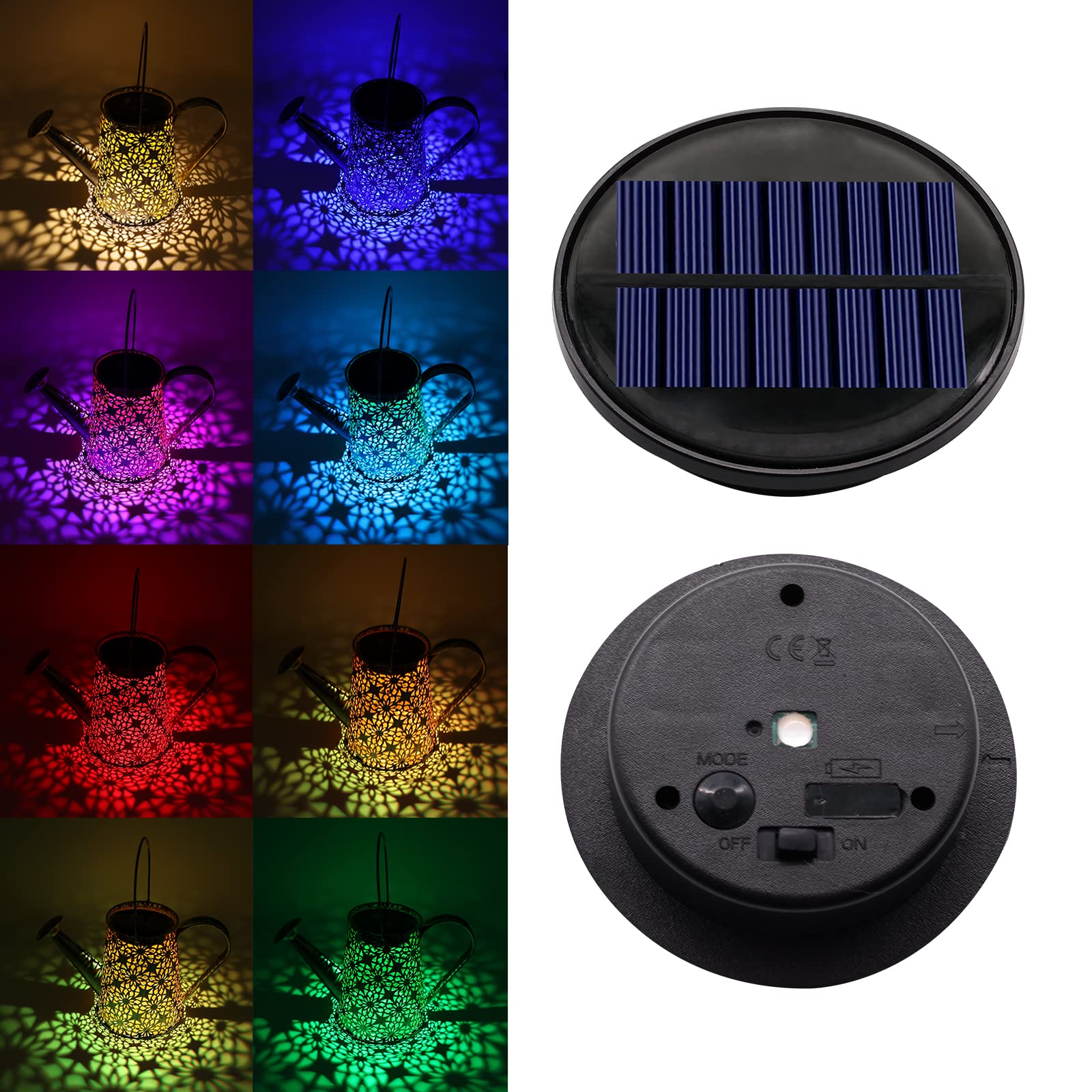 Znycye Upgraded Replacement Solar Light Parts(Top Size 3.66 In, Bottom Size 2.76 In), 2 Pack 8 Colors Solar Replacement Top Part