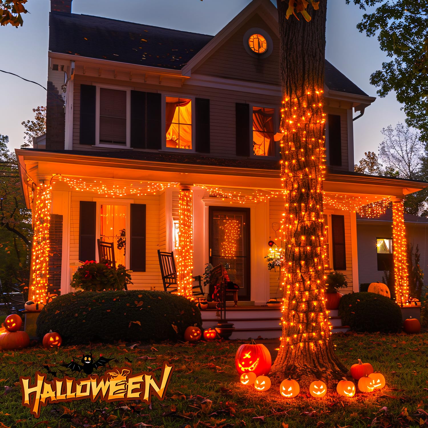 Jmexsuss Halloween Lights: 132Ft 400 Led Orange Halloween Outdoor Indoor String Lights Plug In - Orange Lights For Halloween Chr