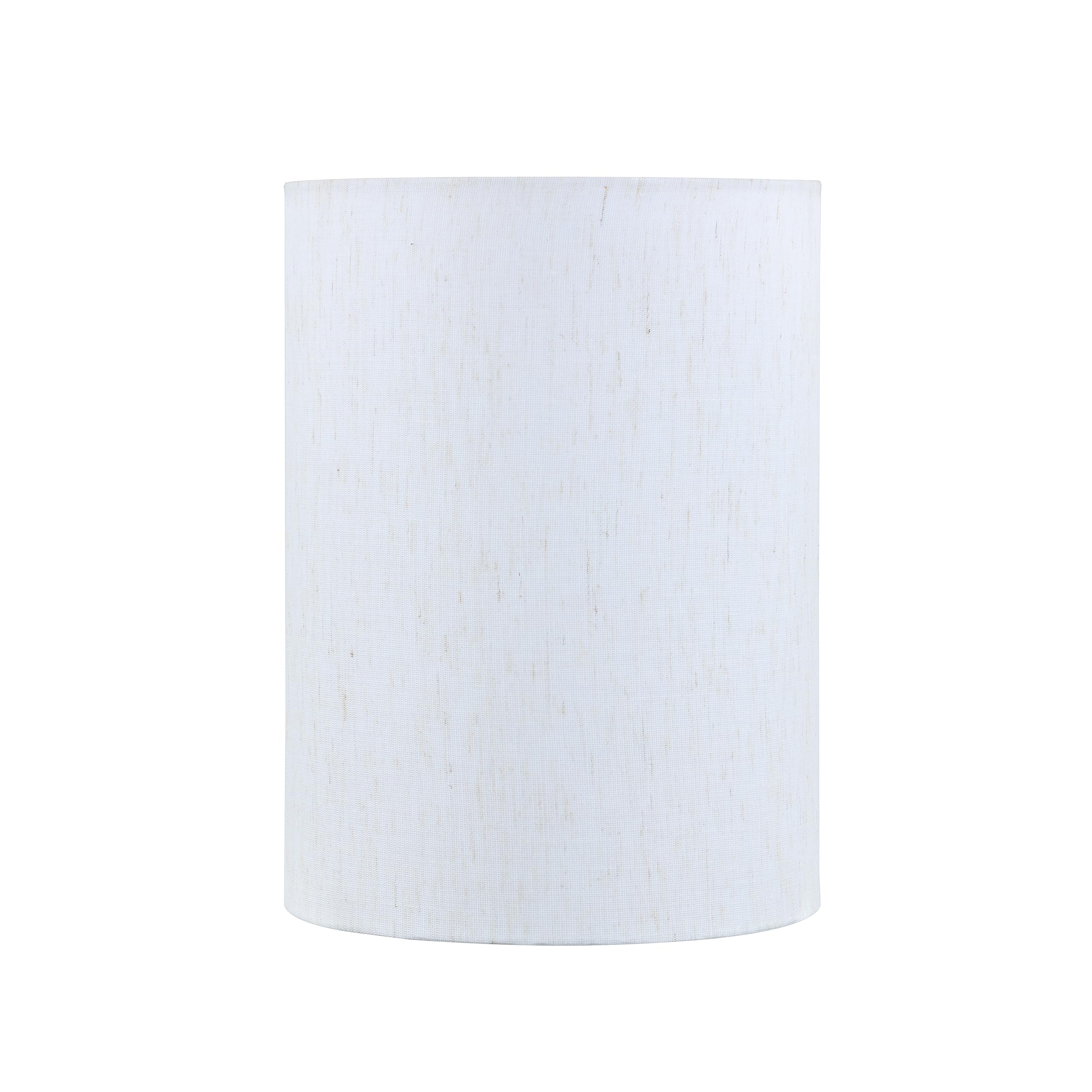Aspen Creative Drum Lamp Shade, Off-White Flaxen, 8in x 8in x 11in, Model 31618, Flaxen Material