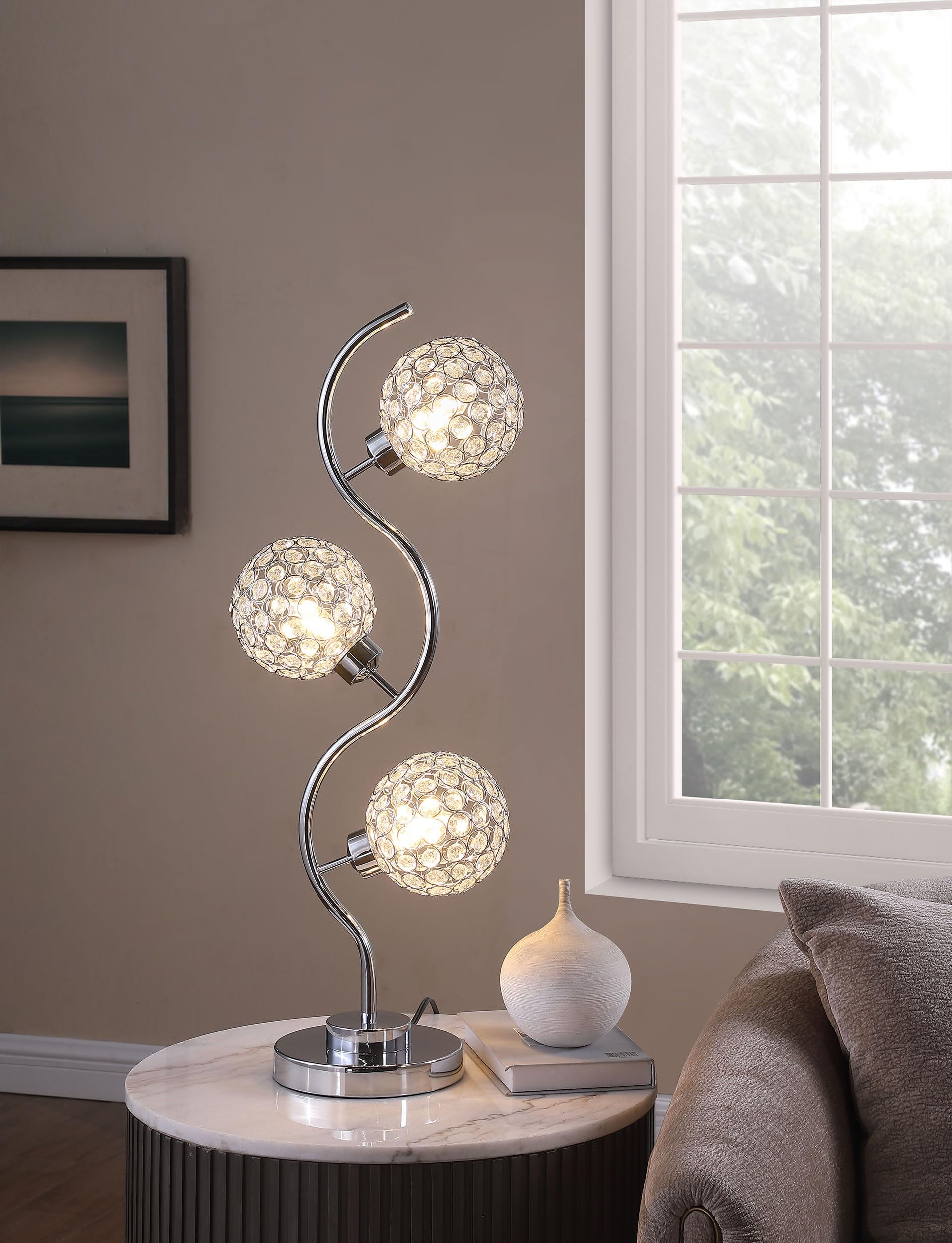 Coaster Home Furnishings Amberley 33-Inch 3-Light Curvy Metal Table Lamp Silver