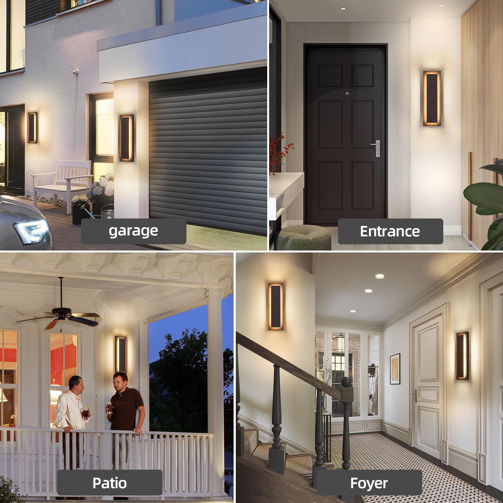 ZSMAIKU 15.7'' Outdoor Wall Light, Brown Iron Sconce, Modern Design, 12W LED, 2 PCS