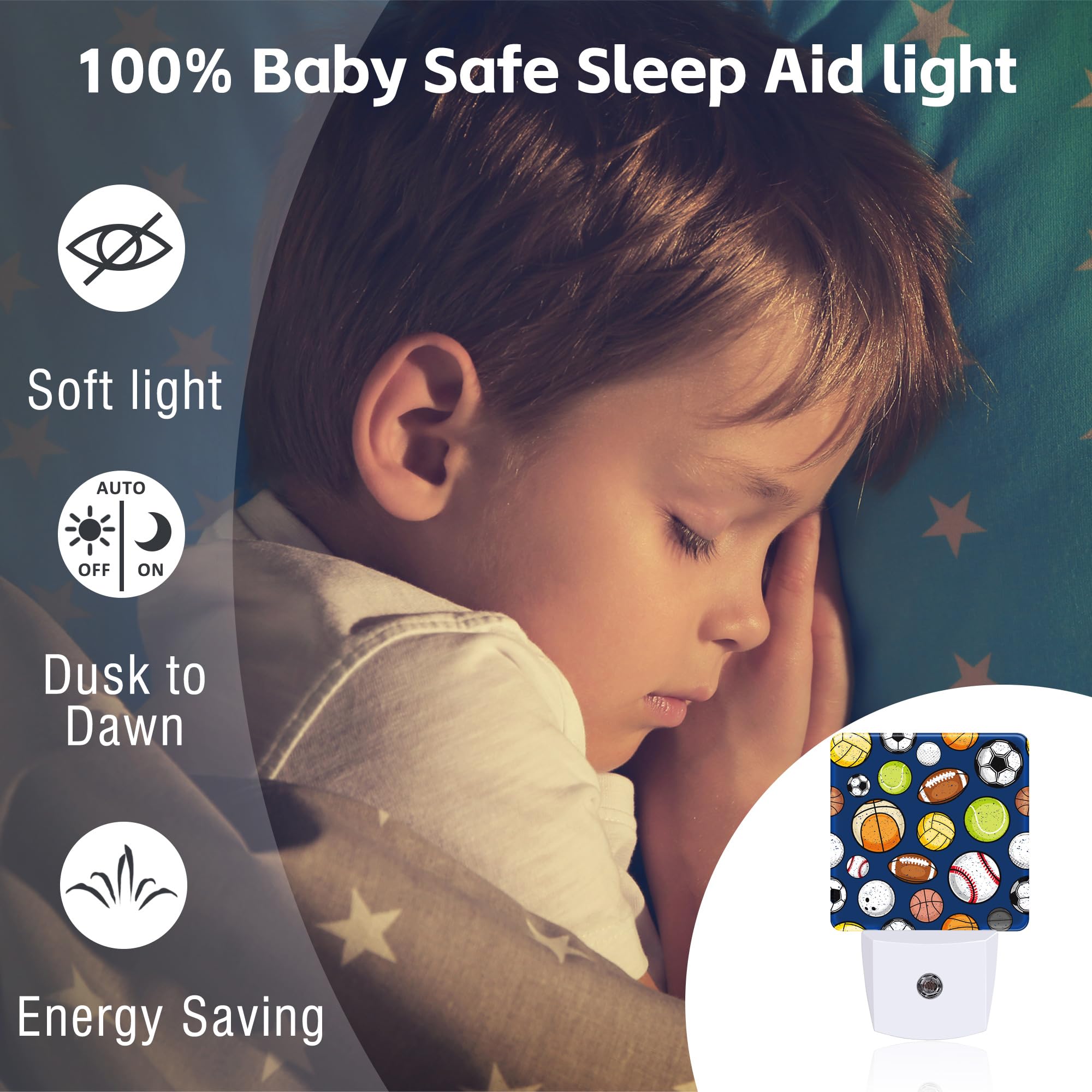 sndheke Retro Sports Balls Night Light, 0.5w Energy Saving, Colorful Plug-in for Kids, Model SBD04, Color23