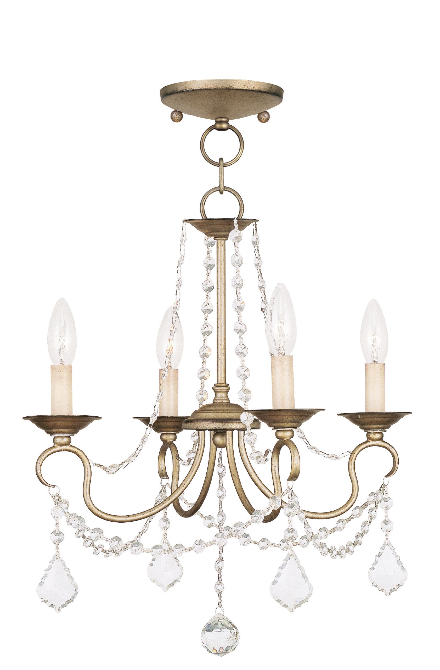 Livex Lighting 6514-73 Pennington 4 Light Convertible Hanging Lantern/Ceiling Mount, Hand Painted Antique Silver Leaf