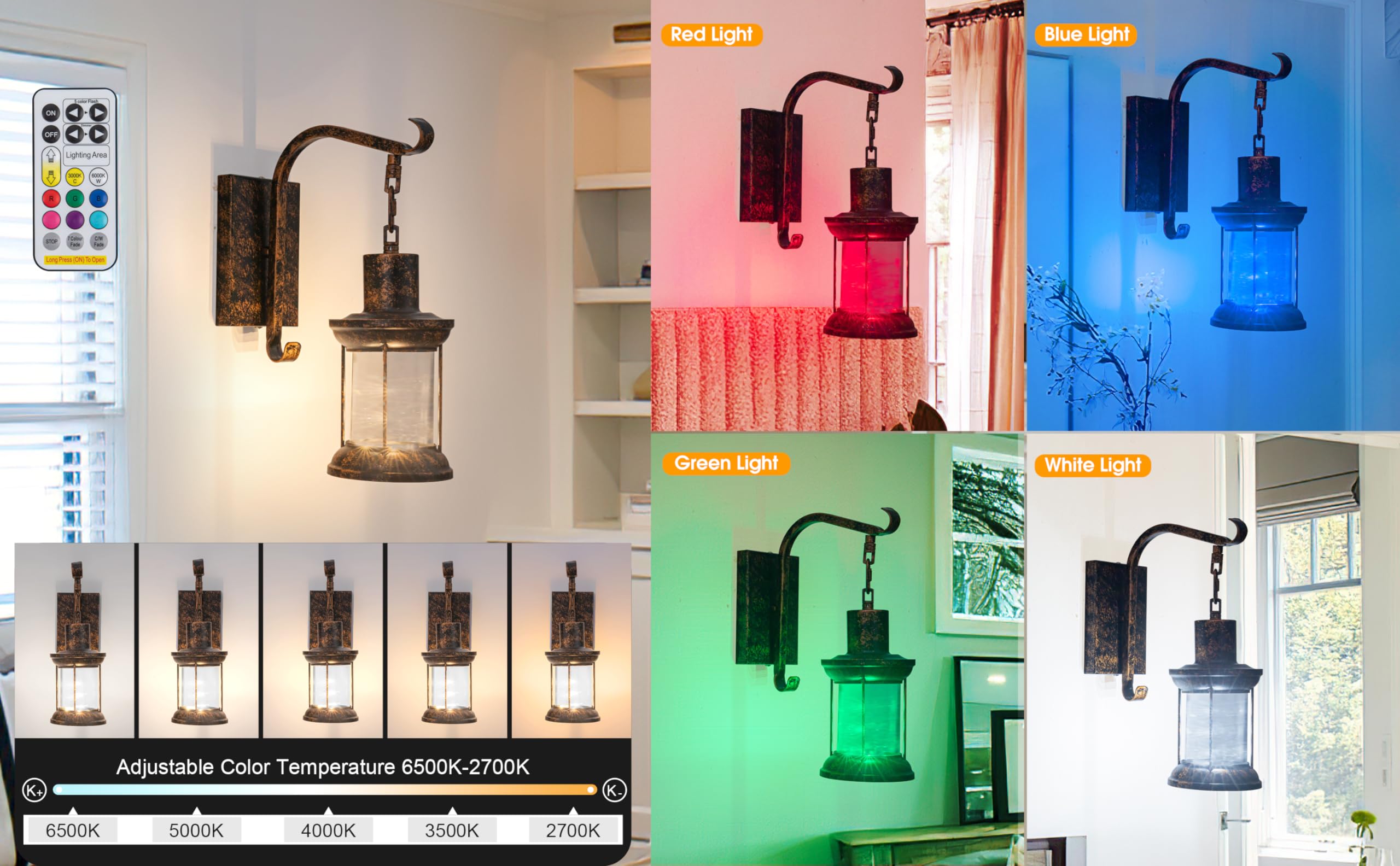 Industrial Style Battery Operated Wall Sconces Set Of 2,Rustic Wall Light Fixtures With Remote Control,Bronze Metal Wall Lamp Fo