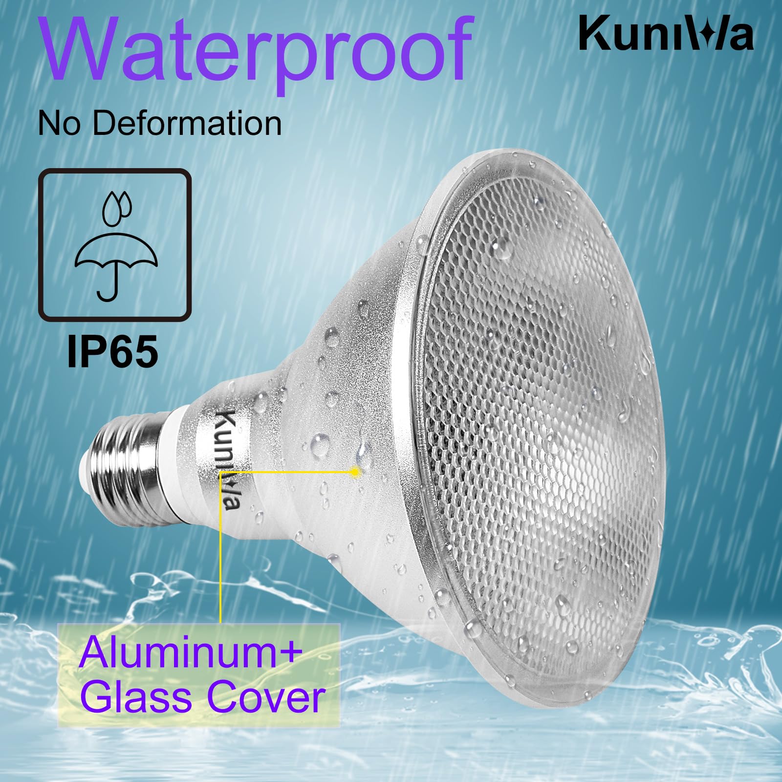 Kuniwa 2 Pack Par38 Flood Light Bulbs Outdoor 30W, Led Color Changing Spotlight Waterproof, 100W Equivalent, Timing, Remote, Rgb