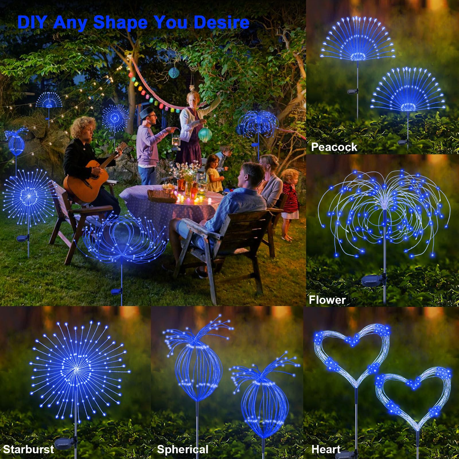 Yaafen Solar Lights Outdoor Garden Decor, 2 Pack 160Led Waterproof Solar Lights With 2 Lighting Modes, Auto On/Off Solar Swaying