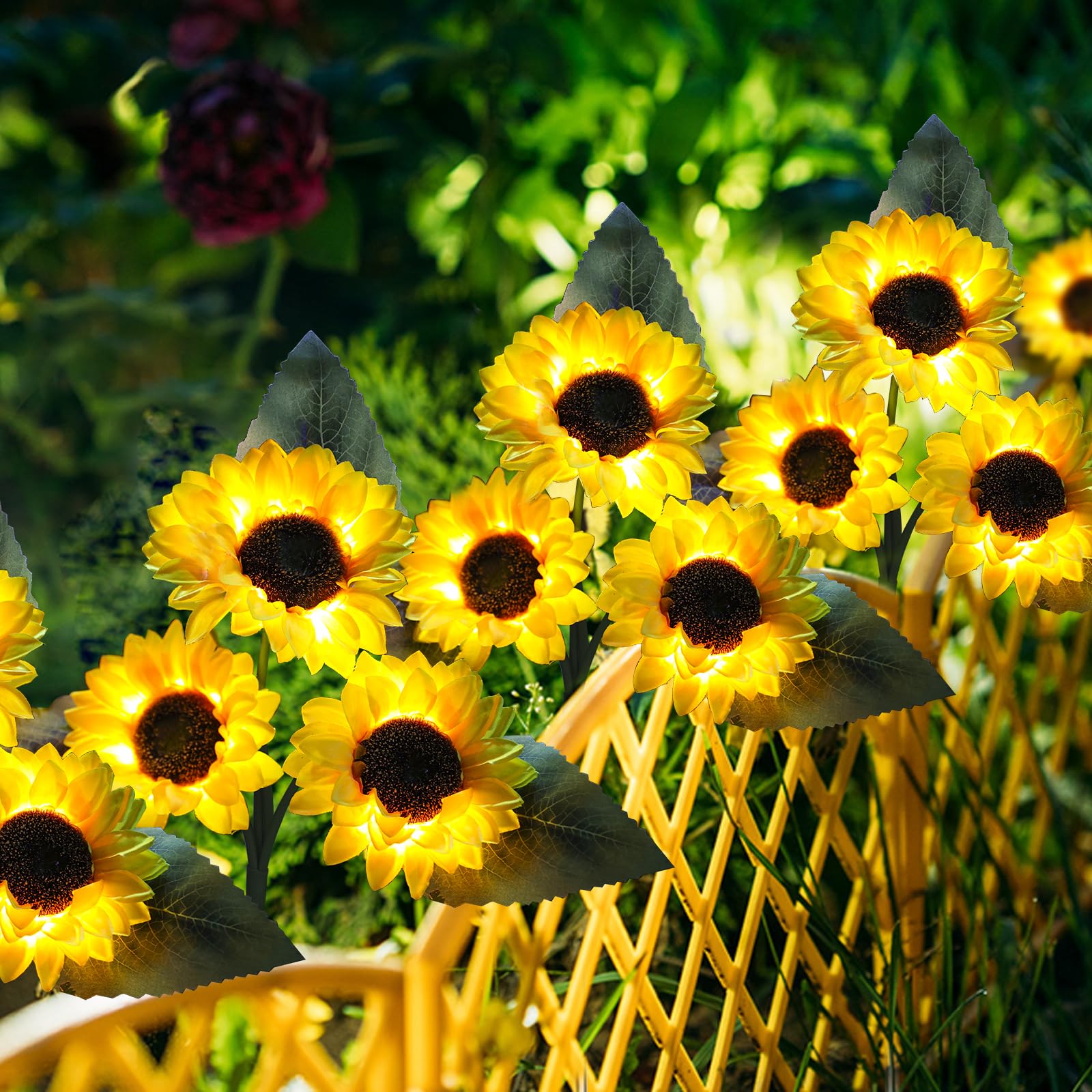 Solar Sunflower Outdoor Garden Lights  4 Pack With 12 Sunflower Waterproof Garden Decor  Gifts For Mom Grandma  Waterproof Decorative Lights For Pathways Patios And Yards Decorations
