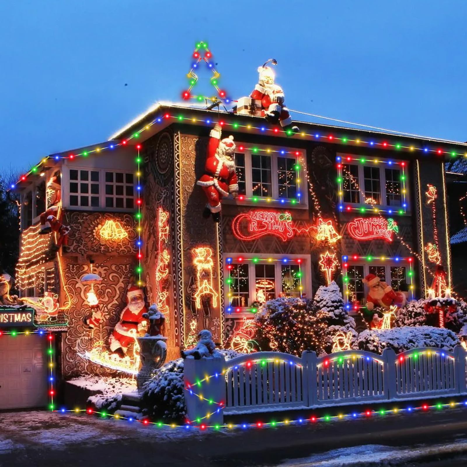 Yeguo 66Ft 200 Led Solar Multicolor Trampoline Lights, 8 Modes Outdoor Fairy Rope Lights