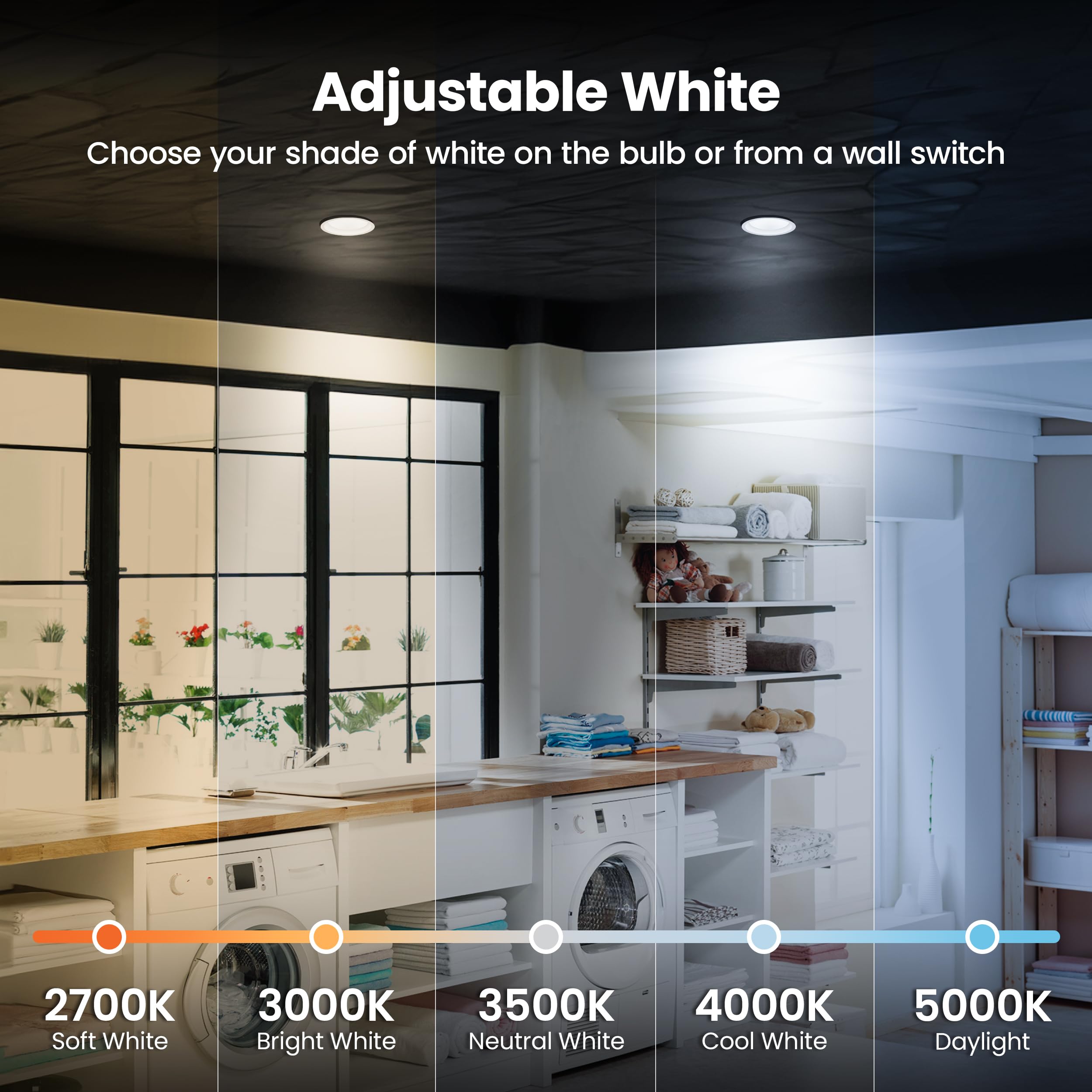 Feit Electric 4'' Led Canless Recessed Downlight With Integrated J-Box, High Output, 75W Equivalent, Dimmable, 5Cct Selectable W