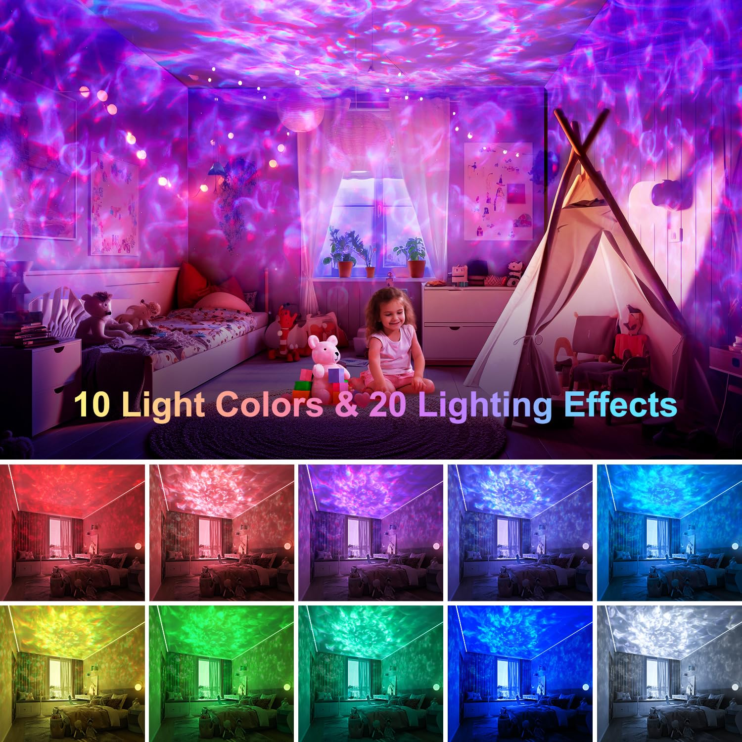 Galaxy Projector For Bedroom, 20Colors Galaxy Light Projector For Bedroom, 15White Noise Led Lights For Bedroom Lights, Hifi Blu