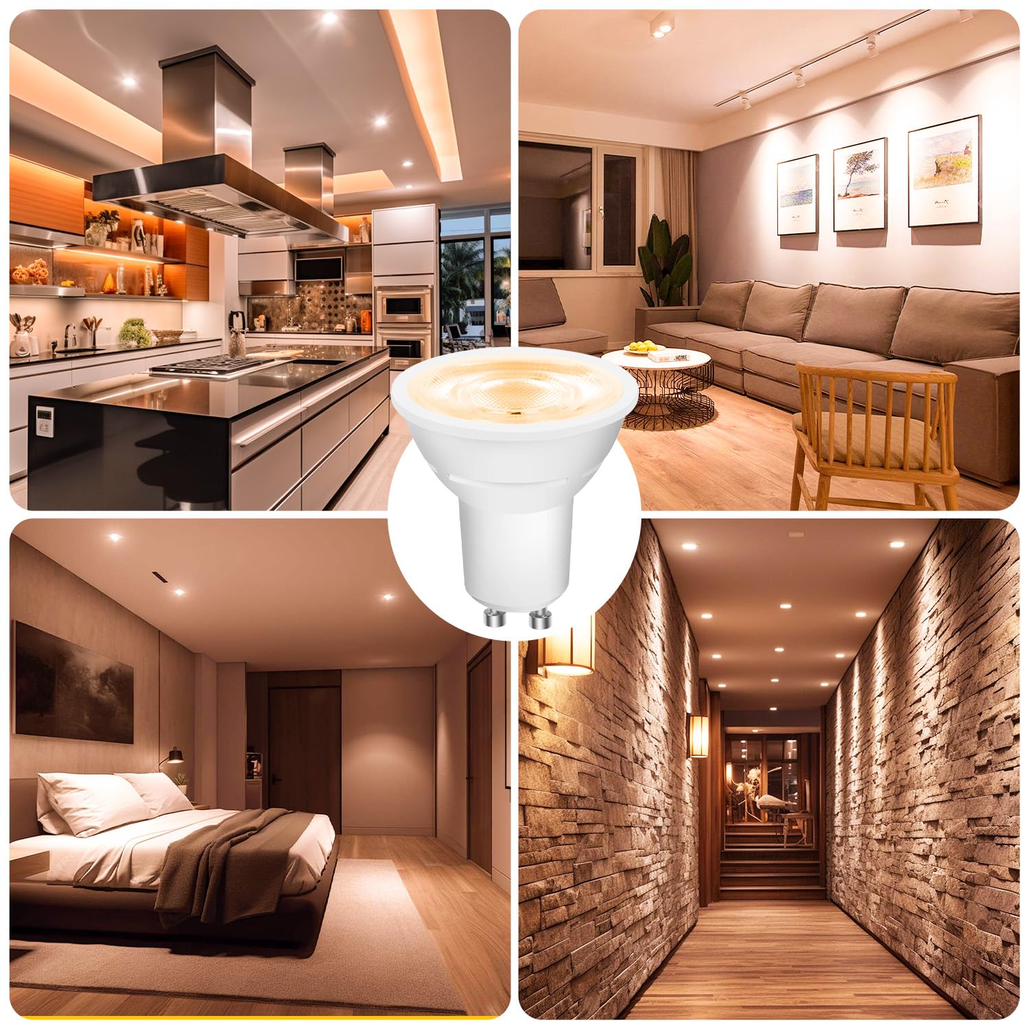 DAYBETTER GU10 LED Bulbs, 5.5W Equivalent, 500 LM, Dimmable, 2700K Warm White, 24 Pack, MR16 Replacement for Kitchen &