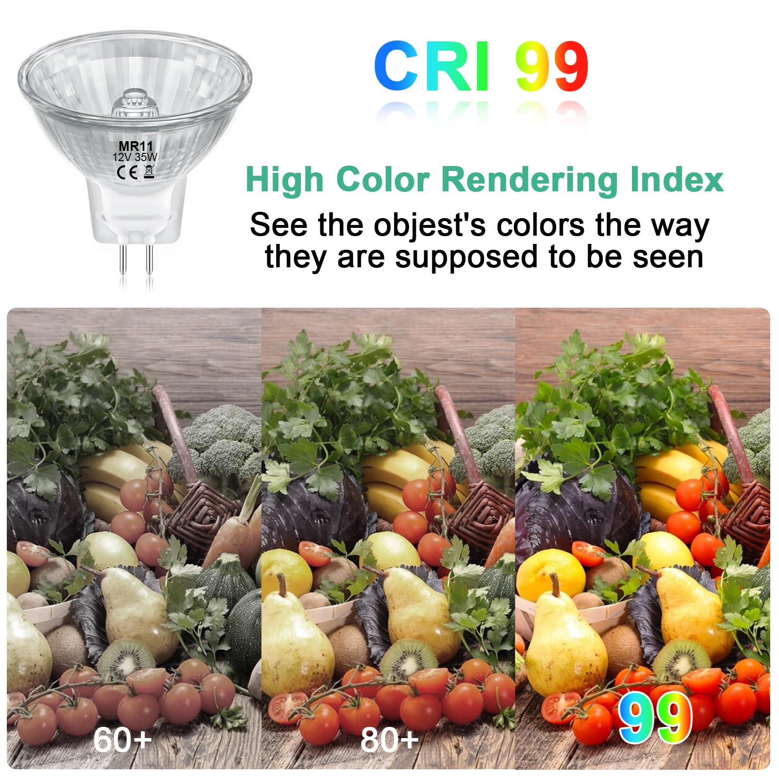 DUMILOO MR11 Halogen Light Bulbs, 12V 35W Dimmable, GU4 Bi-Pin Base, Warm White, 6 Pack
