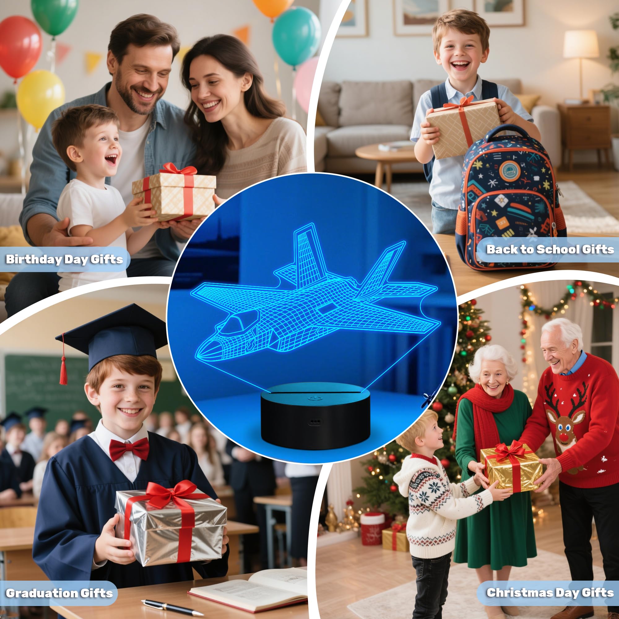 Fighter Jet Night Light  Air  Jet Gifts War Thunder 3D Illusion Lamp With With Remote Control 3D   Illusion Lamp For Room Decor  Gifts For Birthday Xmax Entry Graduation For Men Boy Kids