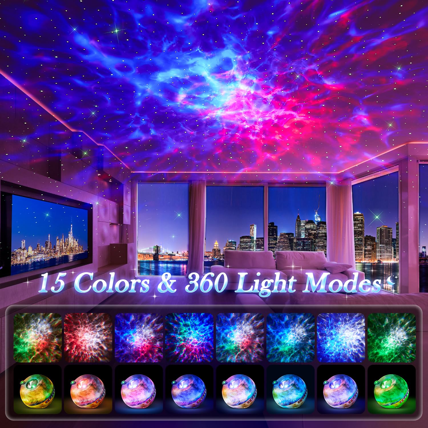Galaxy Projector For Bedroom Adults, 15 Color+15 White Noise Star Projector Galaxy Light Projector For Bedroom, Bluetooth Star Lights For Ceiling Projector For Bedroom,Led Projector Lights For Bedroom