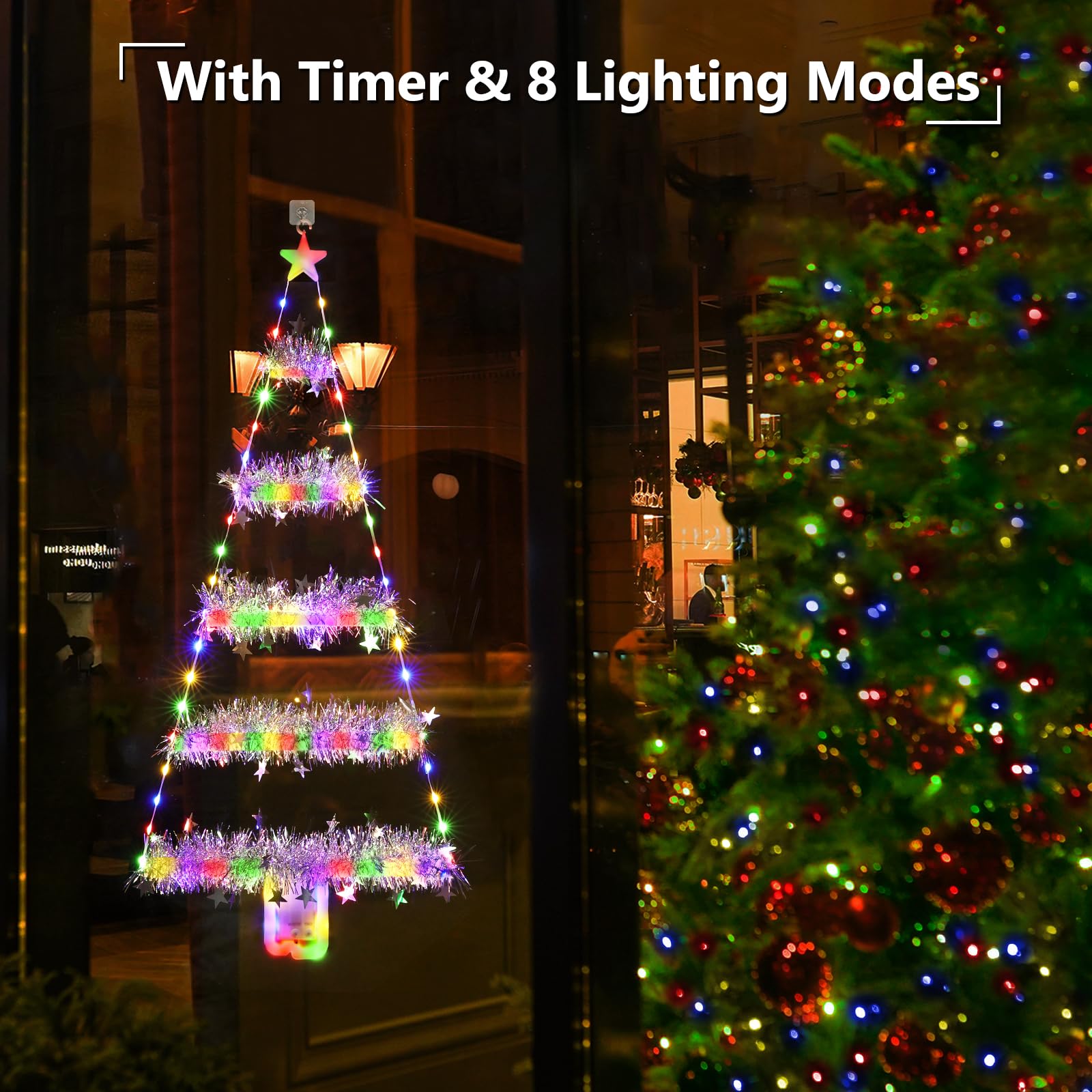 Toodour Christmas Decorations Indoor Lights, 2.65Ft Led Christmas Lights, Multicolor Christmas Wall Window Hanging Lights, Battery Operated Holiday Decorative Lights For Outdoor, Garden, Home Decor