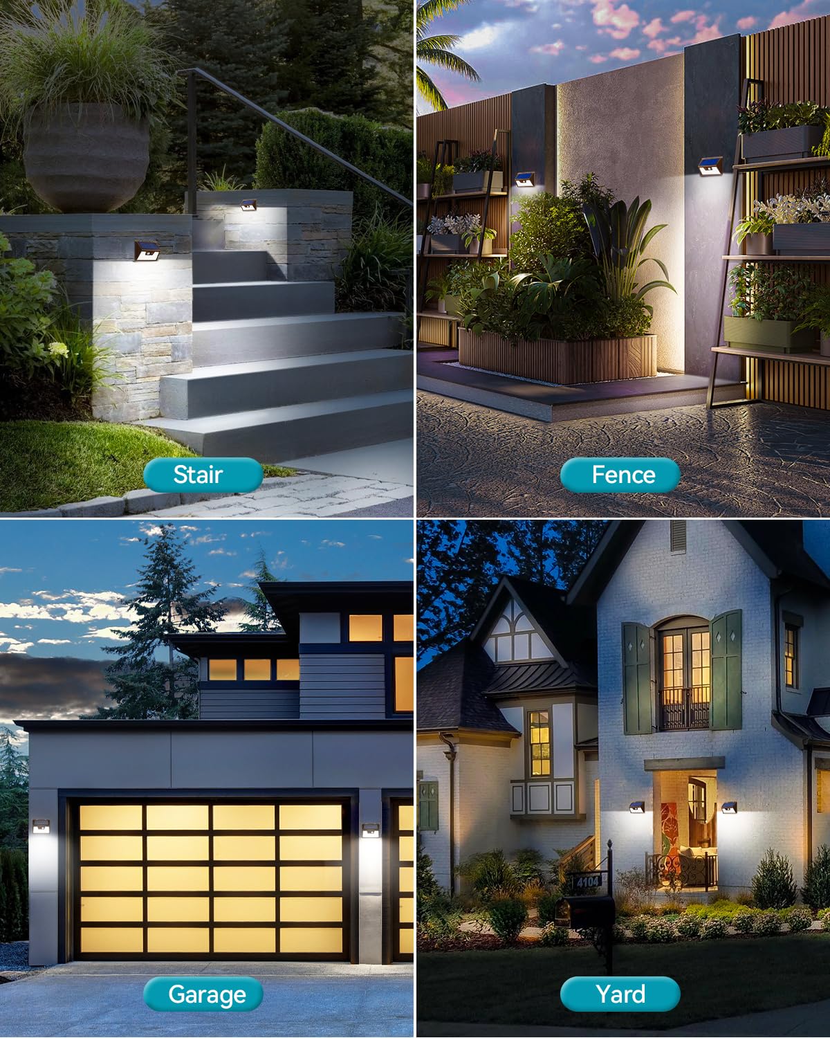 kolpop Solar Lights Outdoor, 140LED Motion Sensor, IP65 Waterproof, 2 Pack, 4 Inch, Brown-White Light