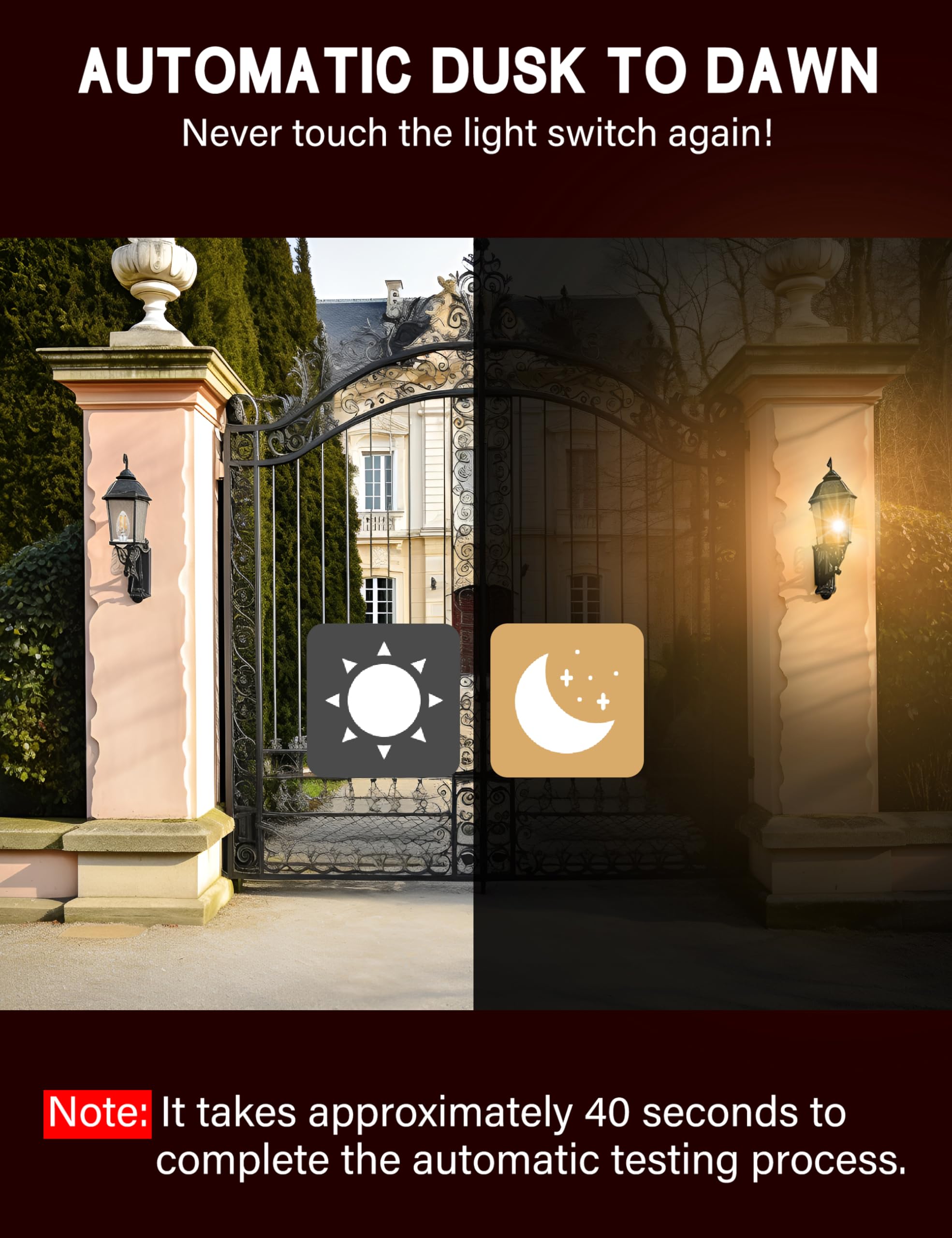 UNILAMP Dusk to Dawn Outdoor Candelabra Light Bulbs, 5W Equivalent 40W, 2700K Soft White, E12 Base, 500LM, 6 Pack