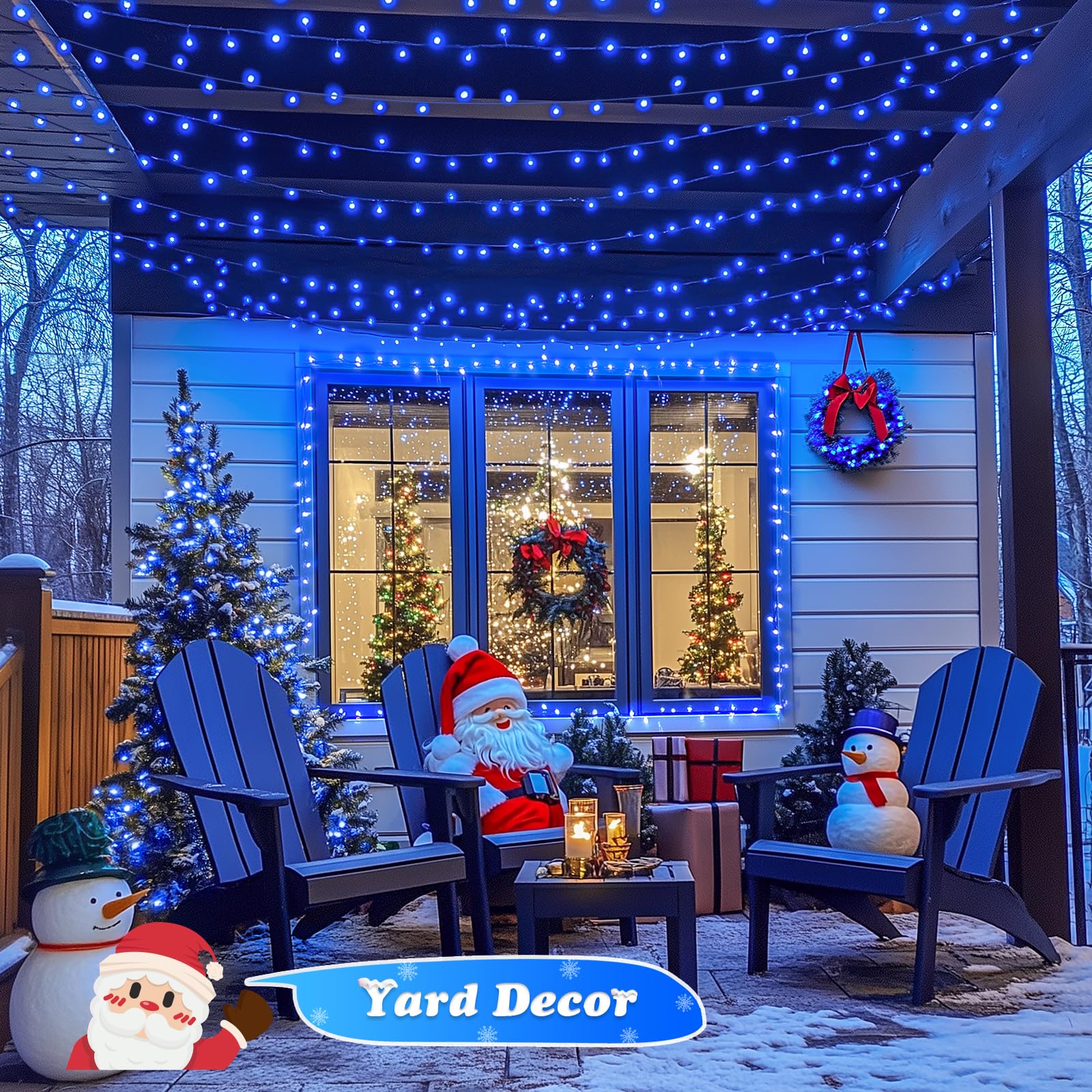 Jmexsuss 500 Led Blue Christmas Lights Outdoor, 173Ft 8 Modes Waterproof Christmas Tree Lights, Green Wire Led Fairy String Ligh