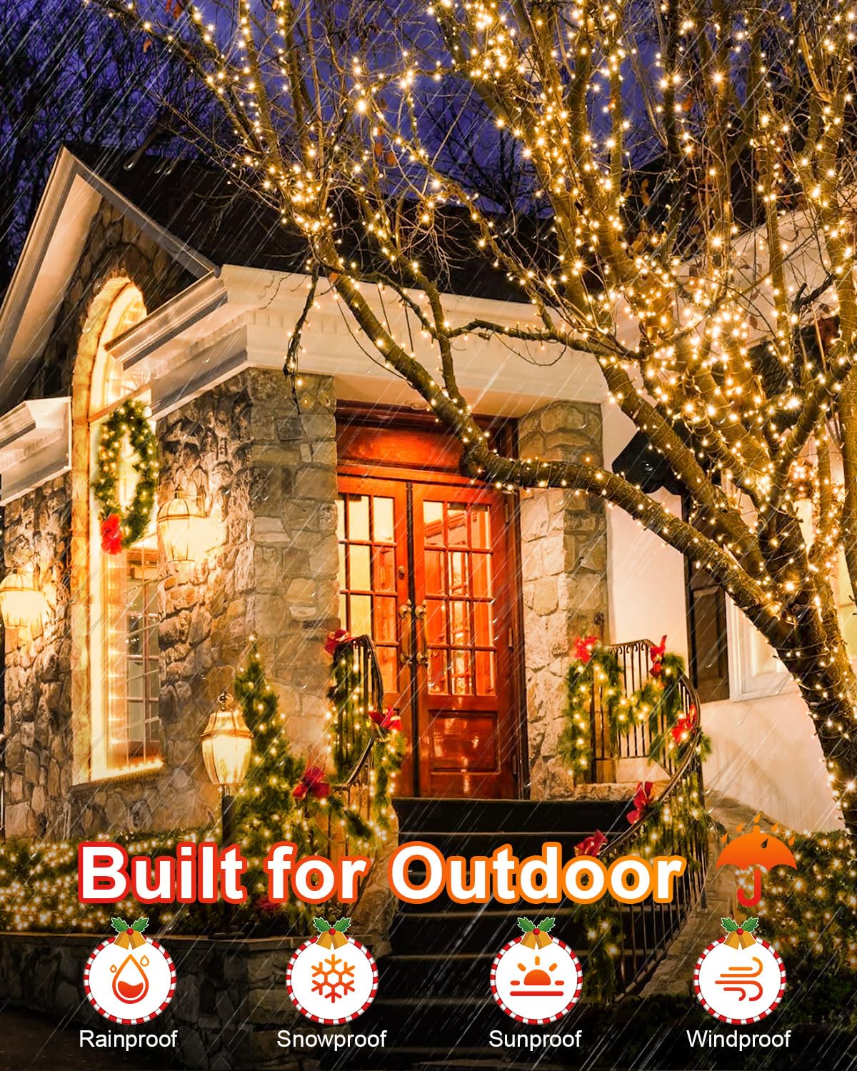 Jixxulvu 552Ft 1400Led Warm White Christmas Lights Outdoor  Extra Long Outdoor String Lights Waterproof  Timer & Memory  8 Modes Dimmable Plug In Fairy For Outside Tree Wedding Patry