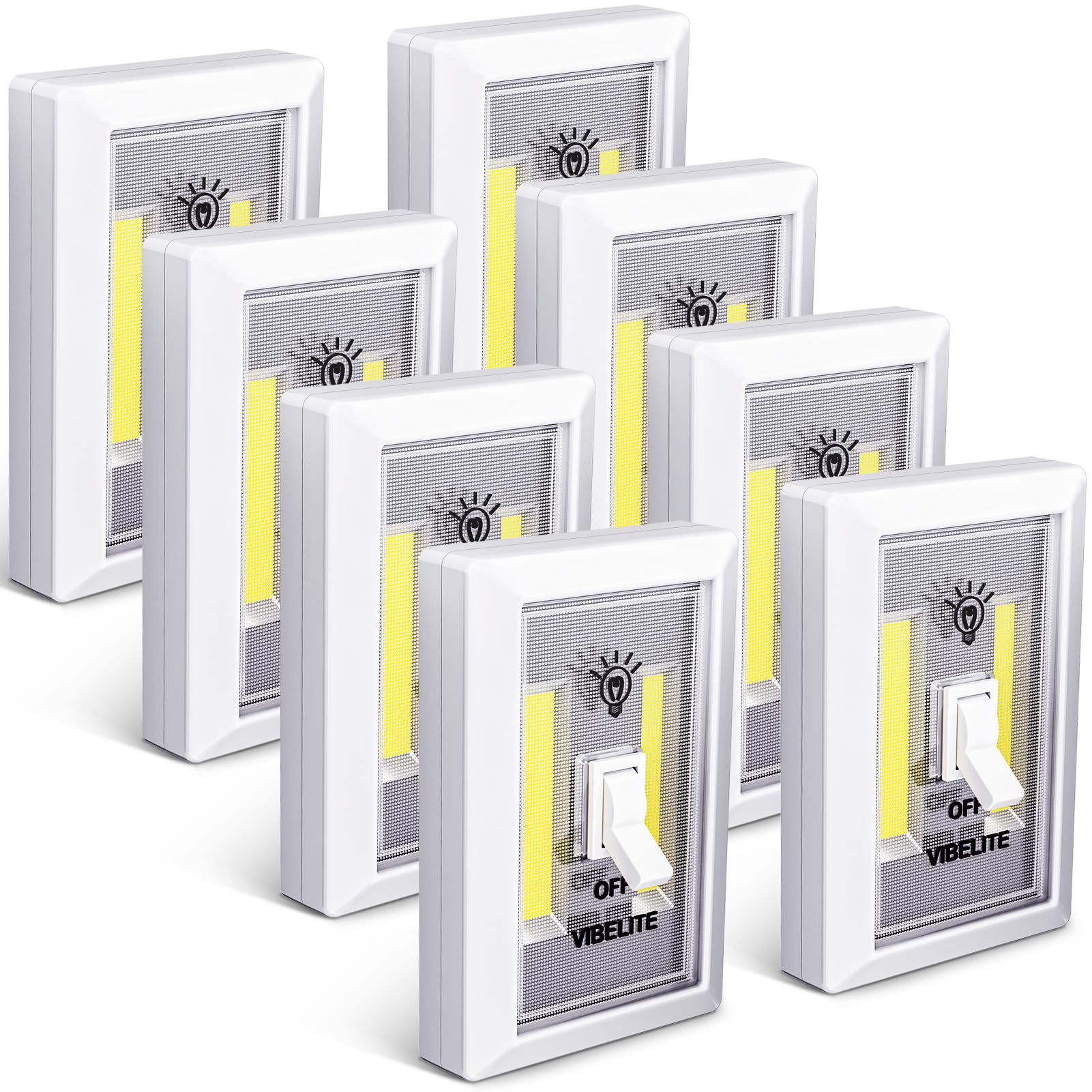 VIBELITE Closet Light, Battery Operated Switch Light, Tap Light, Touch, Push Night Lights, Wall Wireless Mount Under Cabinet, Sh