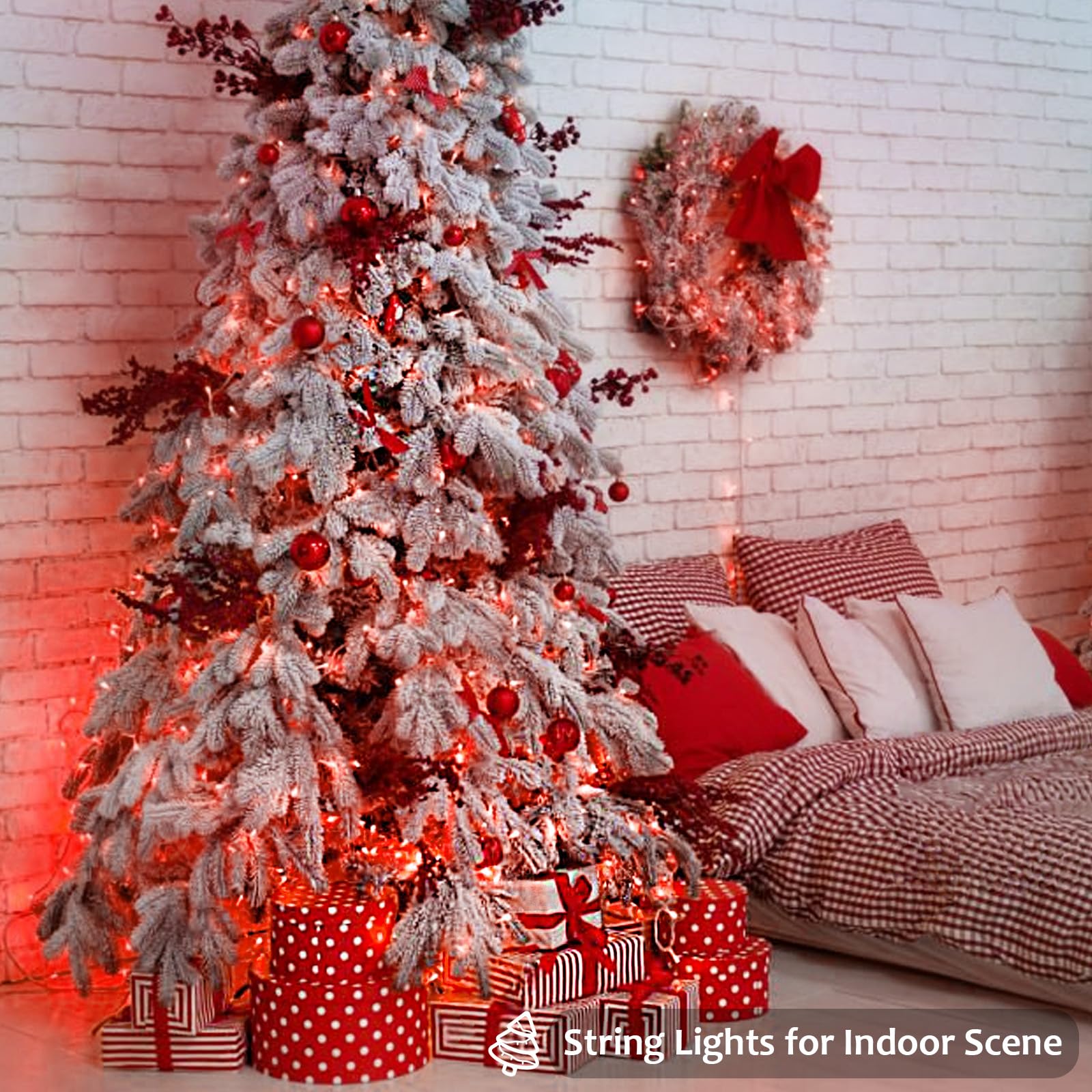 2 Pack Christmas String Lights Battery Operated With Timer  66Ft 200 Led Waterproof Twinkle Lights  8 Modes Fairy Light For Indoor And Outdoor Bedroom Garland Tree Christmas Decorations (Red)