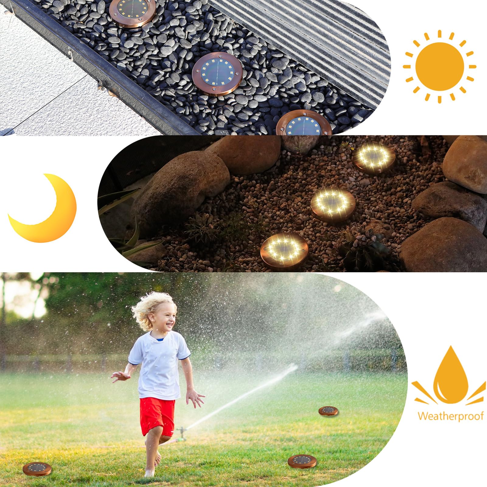 Jkimk Solar Ground Lights Outdoor Waterproof Flat Solar Lights Garden Solar Disk Lights Outdoor Floor Lights 12 Led 8 Pack For Garden Patio Pathway Landscape Driveway Yard Path Decor