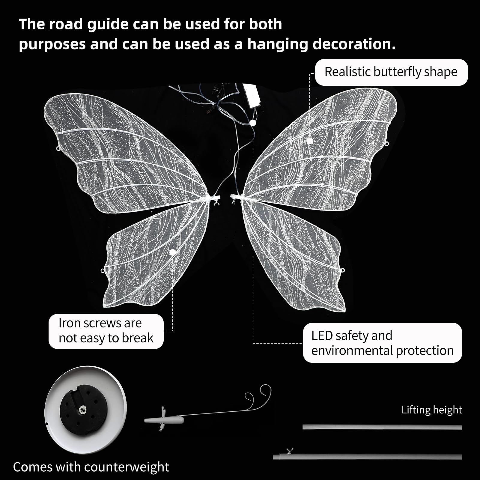 ECGOIOE Wedding Butterfly Floor Lamp, Iron, 80CM, White - Creative Hanging Decoration for Party Events