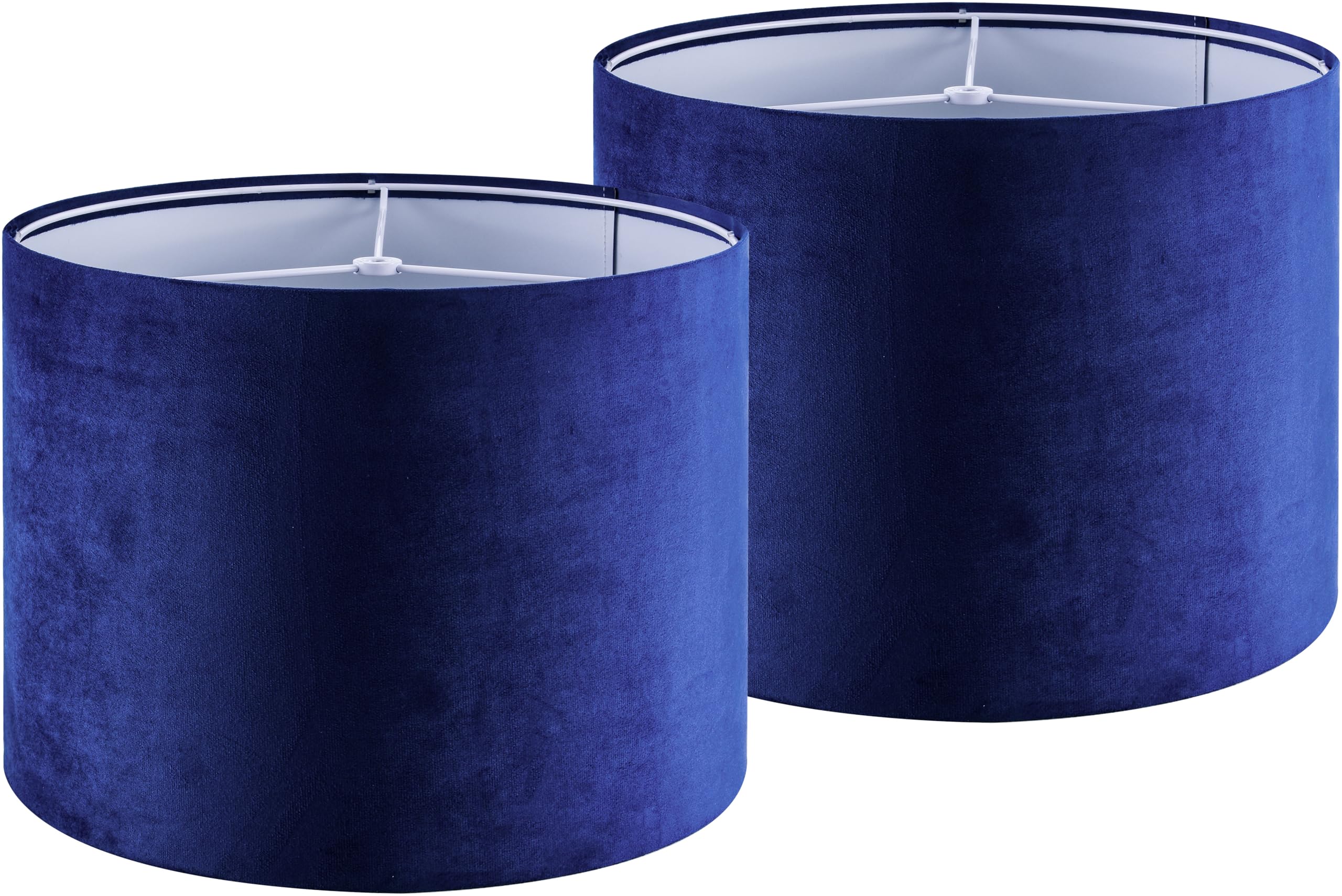 GO&SO Large Drum Lamp Shades Set of 2 Blue Velvet Lampshade 16''Top?16''Bottom?12''High(Spider) Modern Lamp Shades for Table Lam