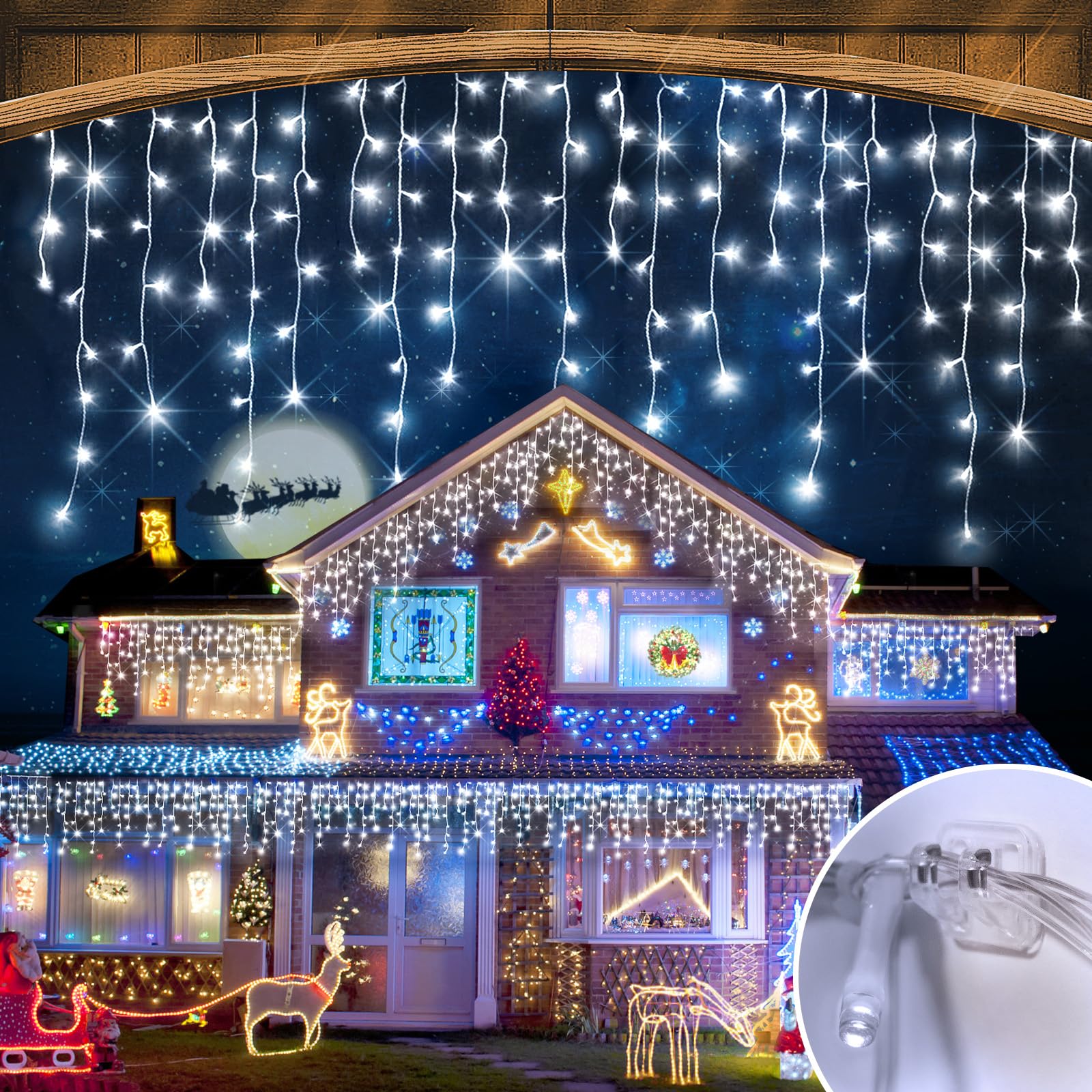 Jeayydsi 164Ft Christmas Lights Outdoor Decorations 1512Led Fairy String Light 12 Lighting Modes With Timer Memory Waterproof Christmas Light For Yard Roof Party Holiday Wedding Garden Decor