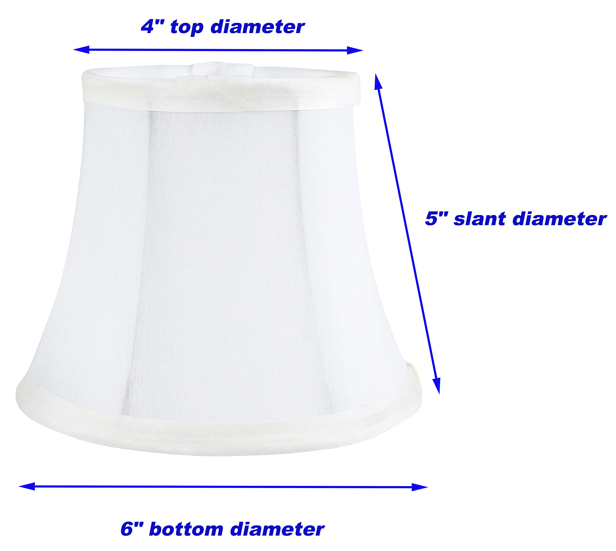 MERIVILLE Set of 6 Off White Faux Silk Chandelier Lamp Shades, Softback Bell Shape, Clip-On for Candelabra Bulbs, 4in x 6in x 5in