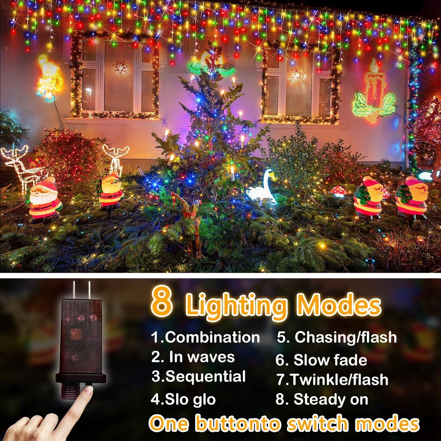 98Ft 960Led Christmas Lights Waterproof 8 Modes Christmas Lights Outdoor Decoration With Memory And Timer Hanging Fairy Lights P