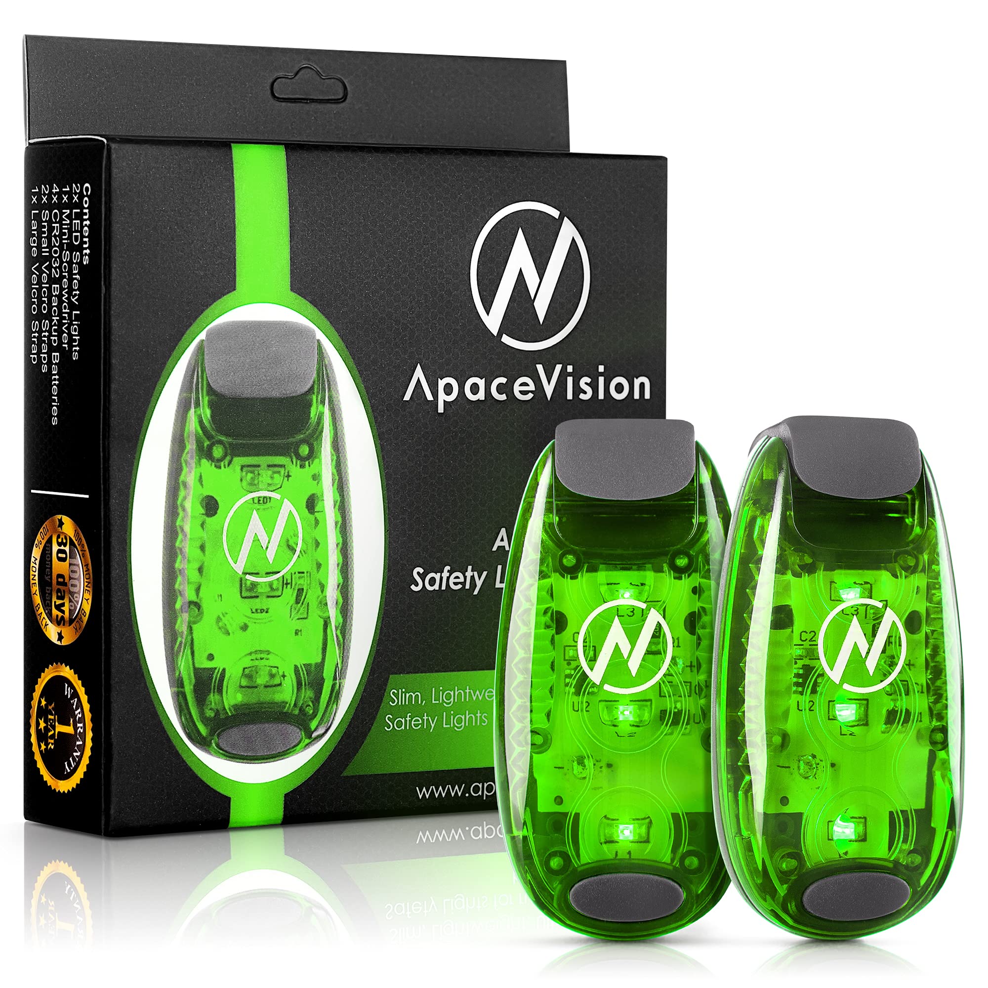 Led Safety Light (2 Pack) - Clip On Strobe/Running Lights For Runners, Dog, Bike, Walking, Boat, Kayak, Stroller And More - High Visibility Accessories For Your Reflective Gear, Bicycle, Green